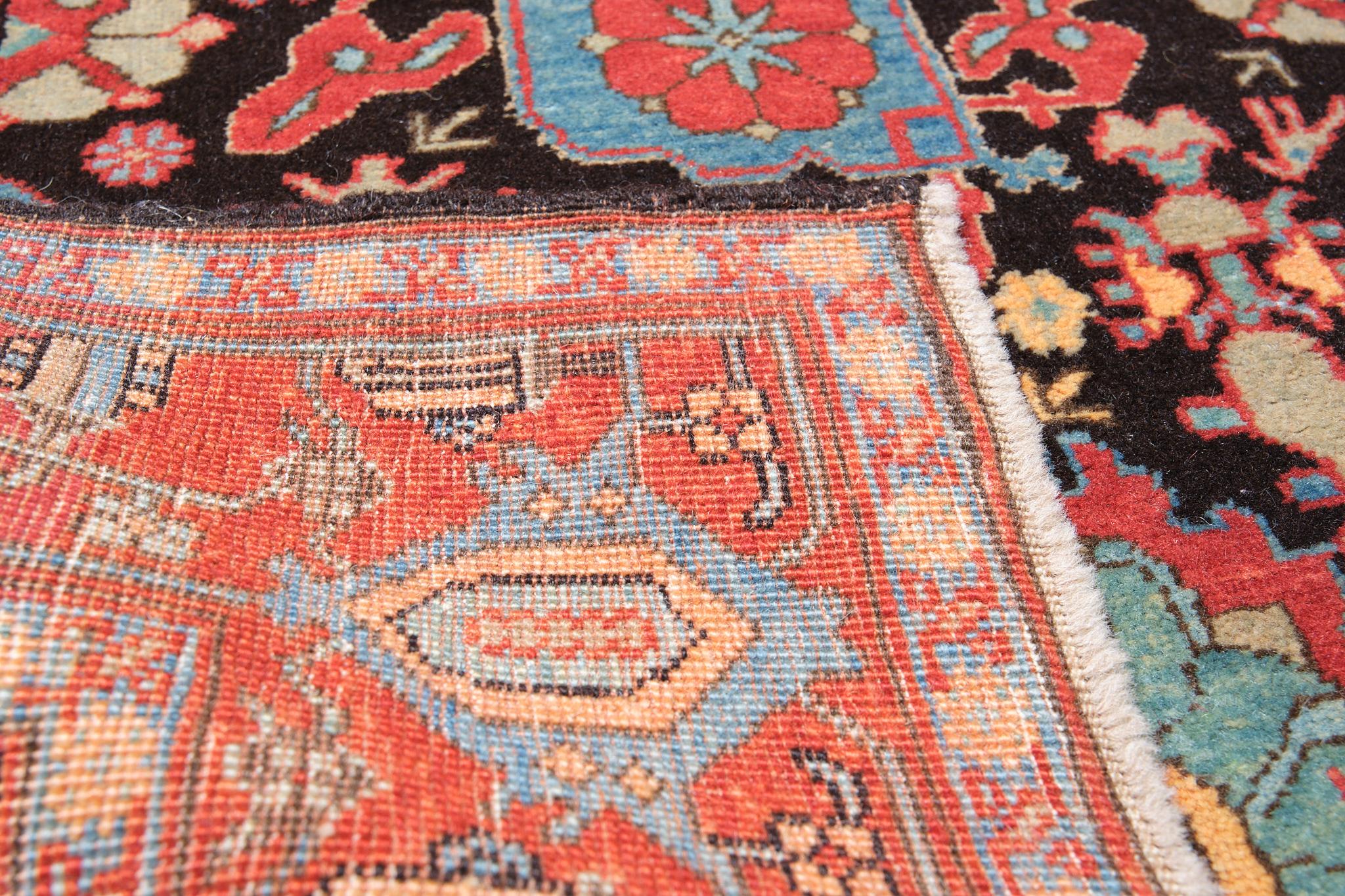 Turkish Ararat Rugs Palmettes and Flowers Lattice Rug Revival Carpet, Natural Dyed For Sale