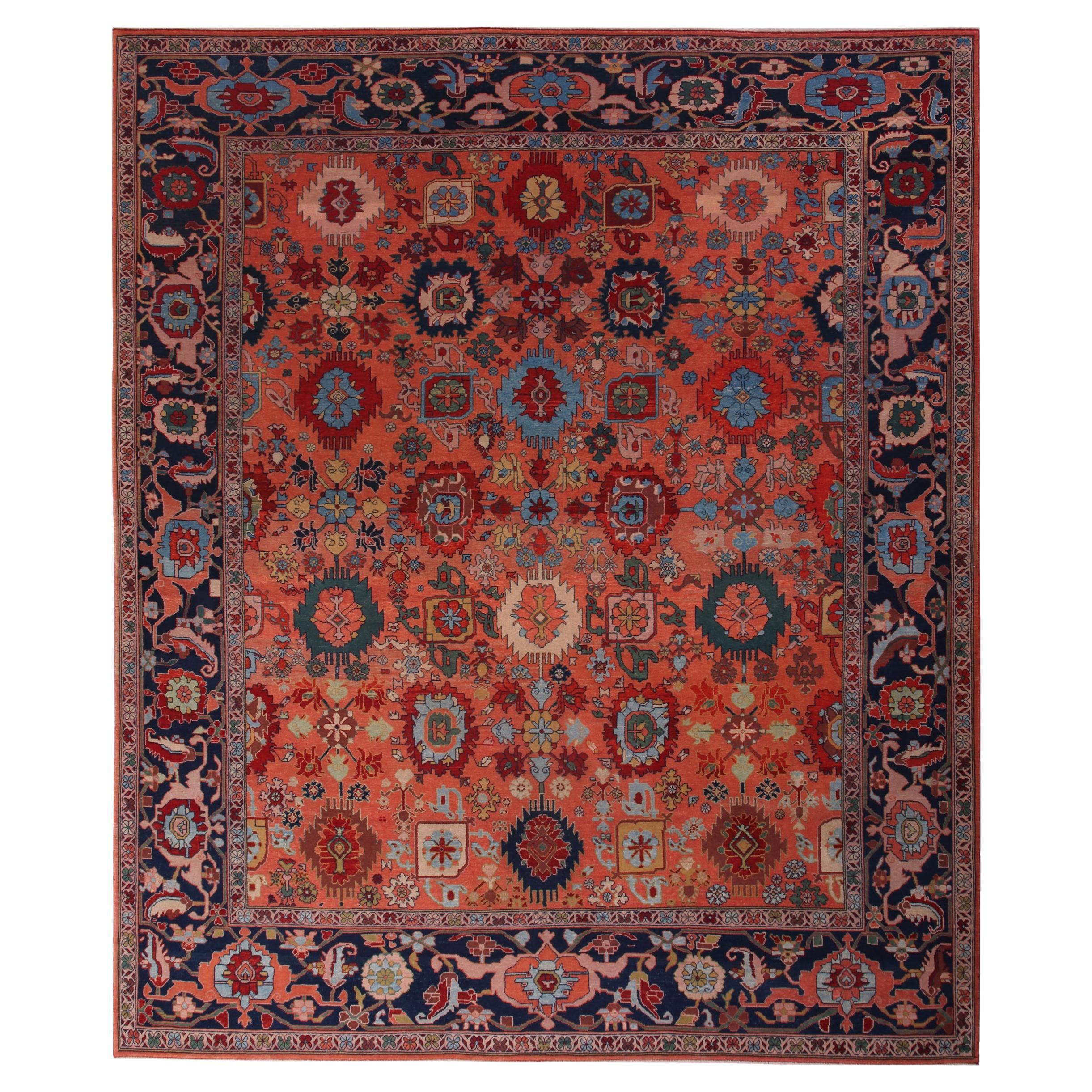 Ararat Rugs Palmettes and Flowers Lattice Rug, Revival Carpet, Natural Dyed For Sale