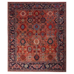 Antique Ararat Rugs Palmettes and Flowers Lattice Rug, Revival Carpet, Natural Dyed
