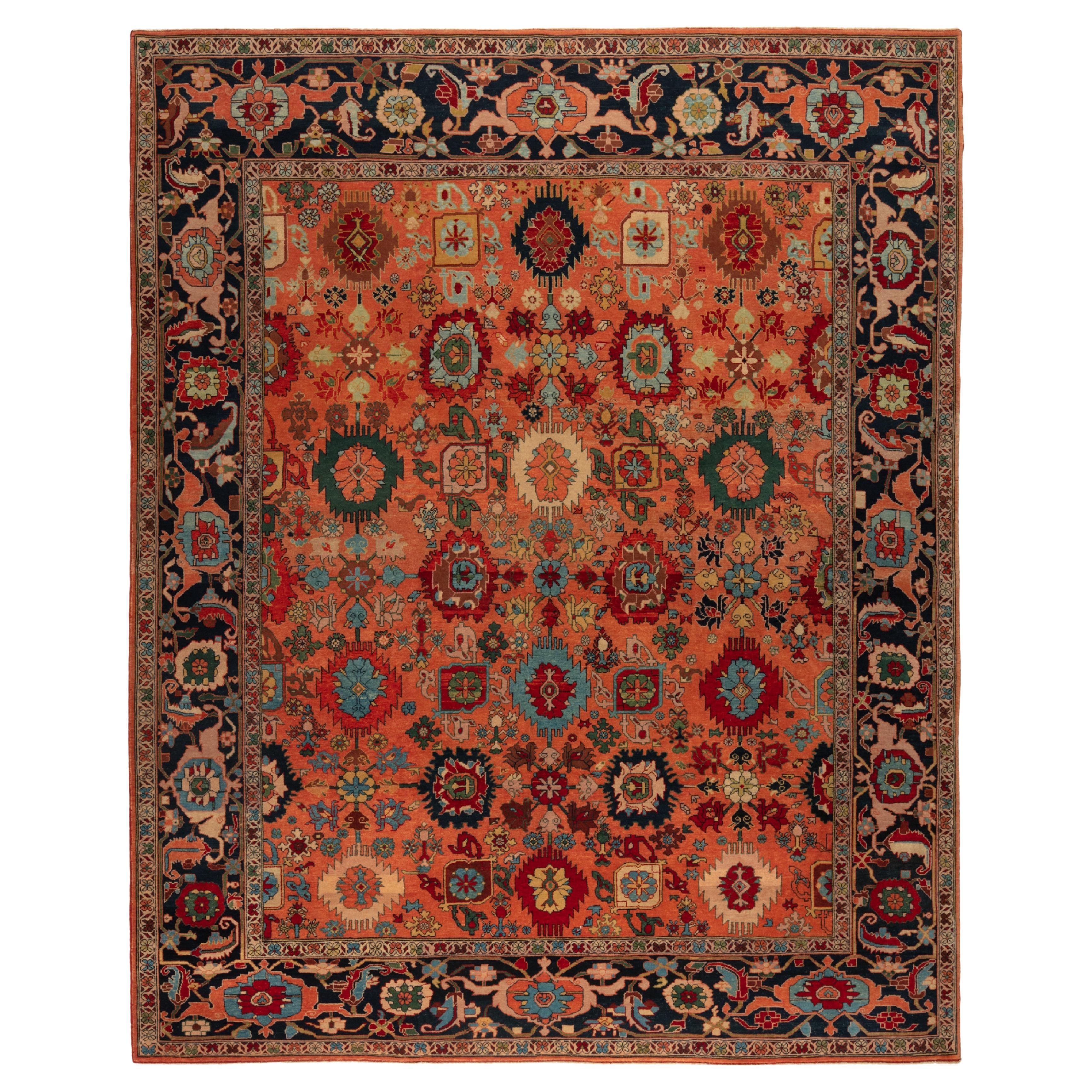 Ararat Rugs Palmettes and Flowers Lattice Rug, Revival Carpet, Natural Dyed