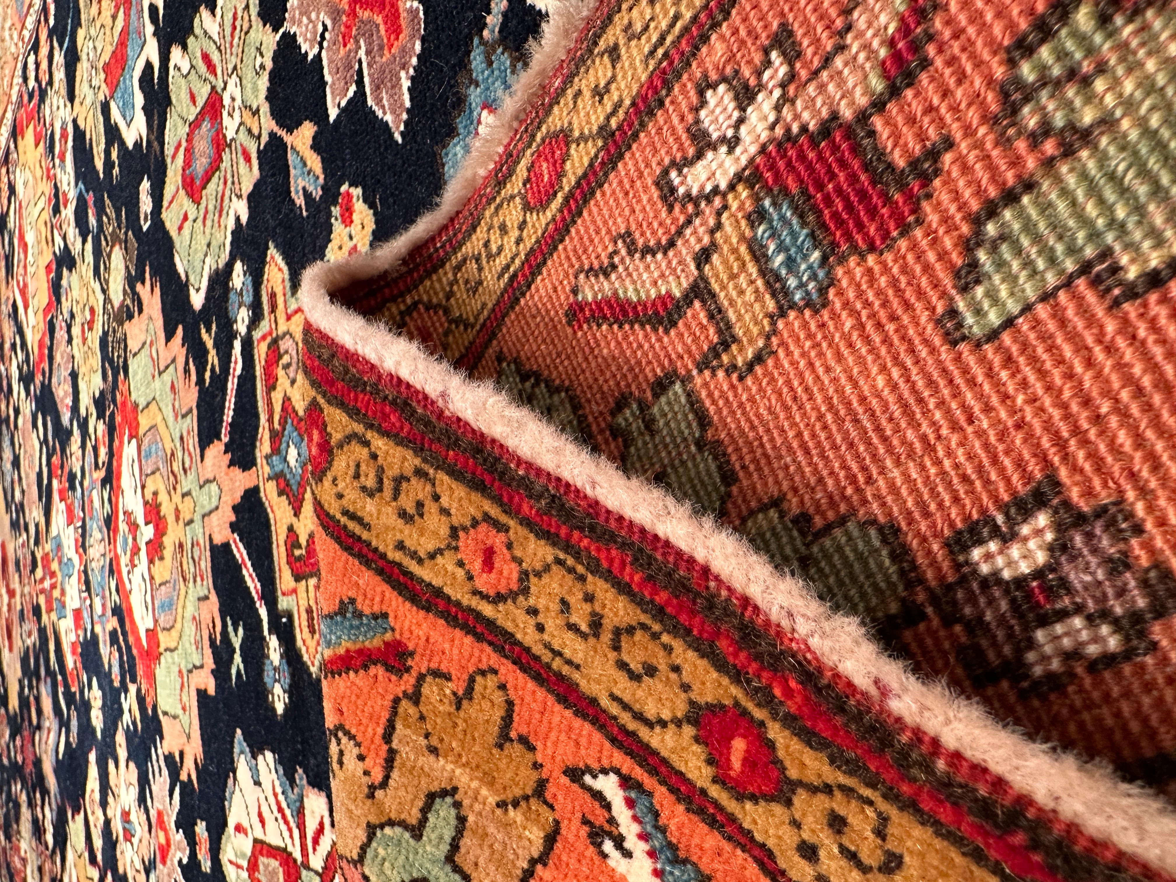 Turkish Ararat Rugs Palmettes in the Esfahan Manner Rug, Revival Carpet, Natural Dyed For Sale