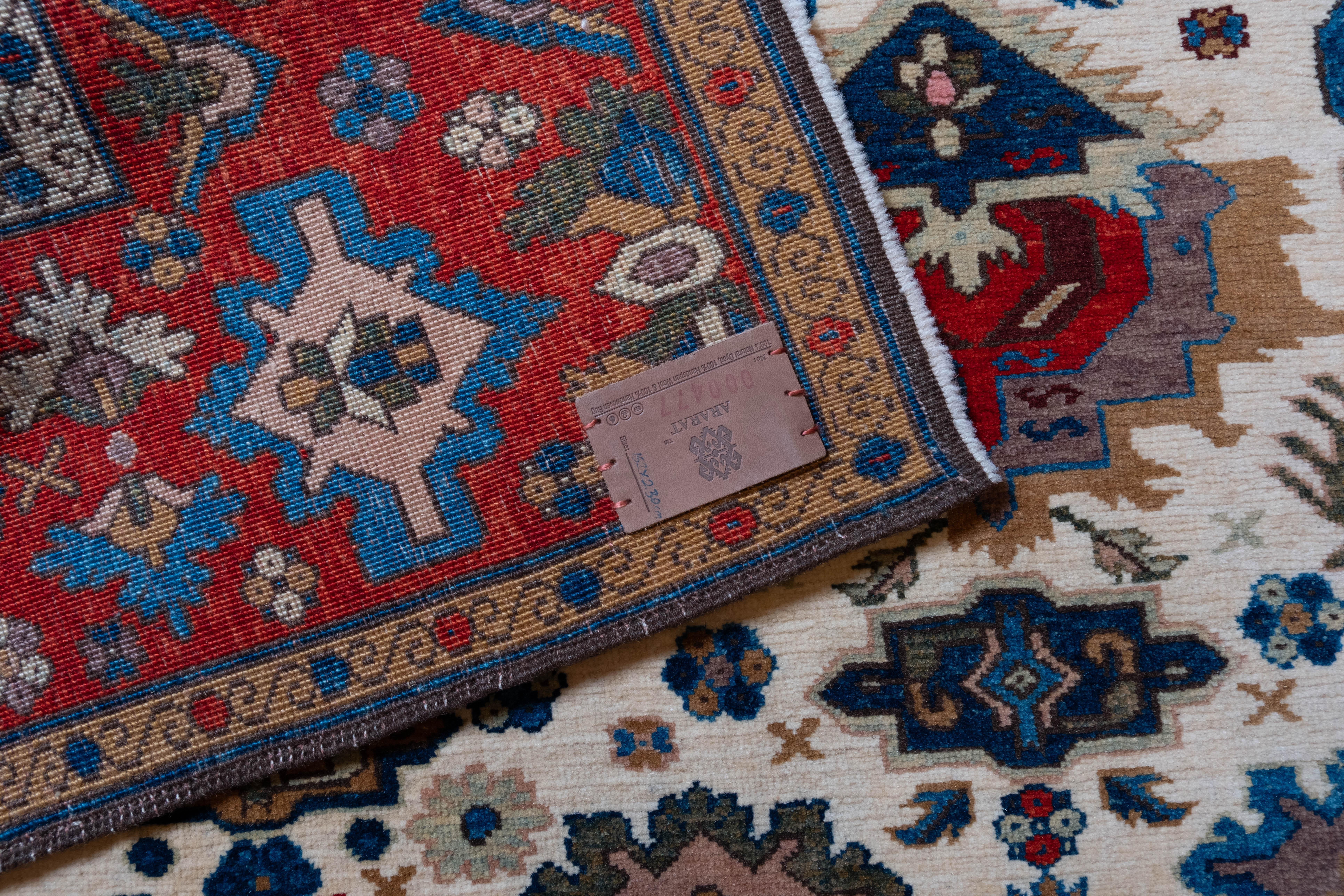 Turkish Ararat Rugs Palmettes in the Esfahan Manner Rug, Revival Carpet, Natural Dyed For Sale