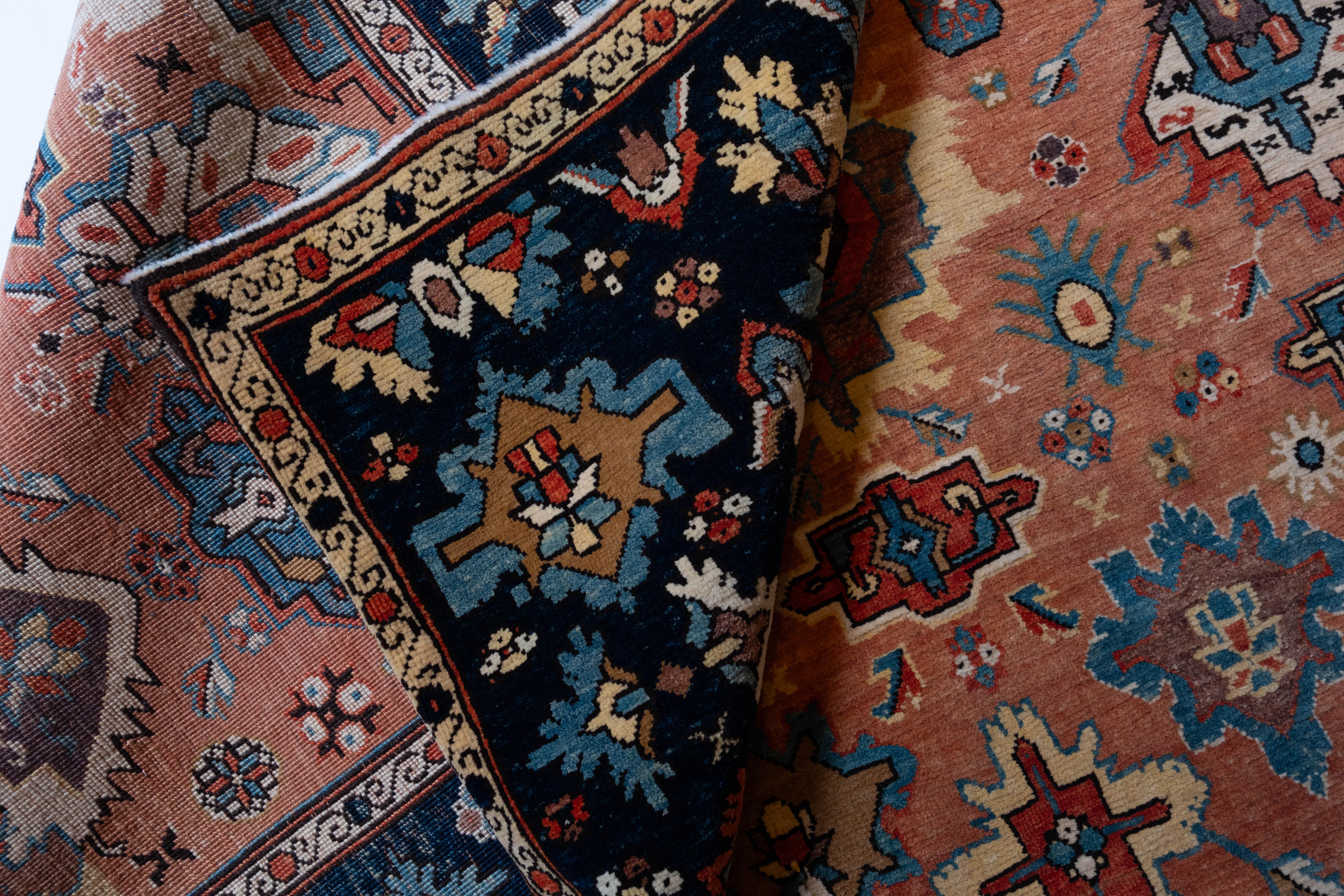 Vegetable Dyed Ararat Rugs Palmettes in the Esfahan Manner Rug, Revival Carpet, Natural Dyed For Sale