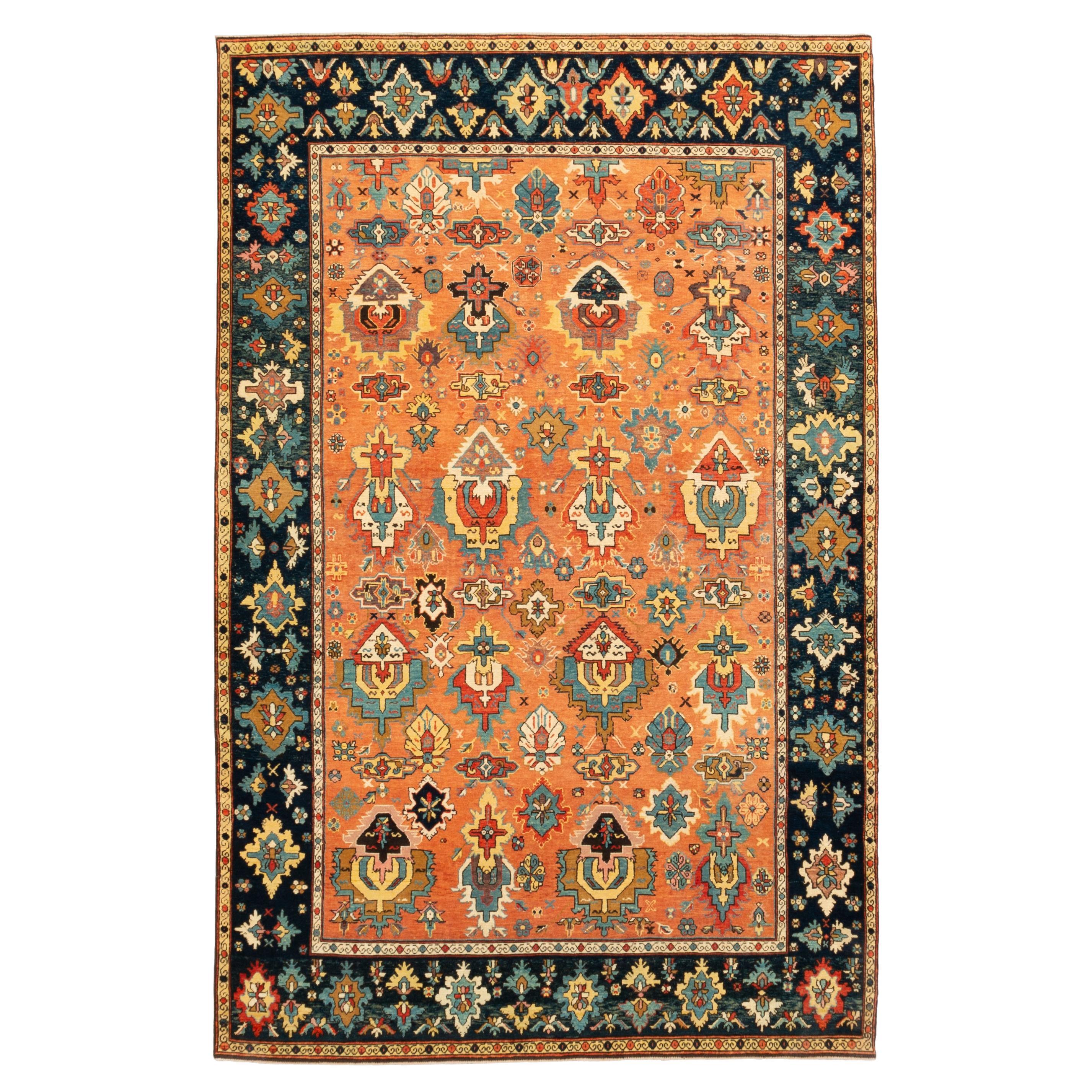 Ararat Rugs Palmettes in the Esfahan Manner Rug, Revival Carpet, Natural Dyed For Sale