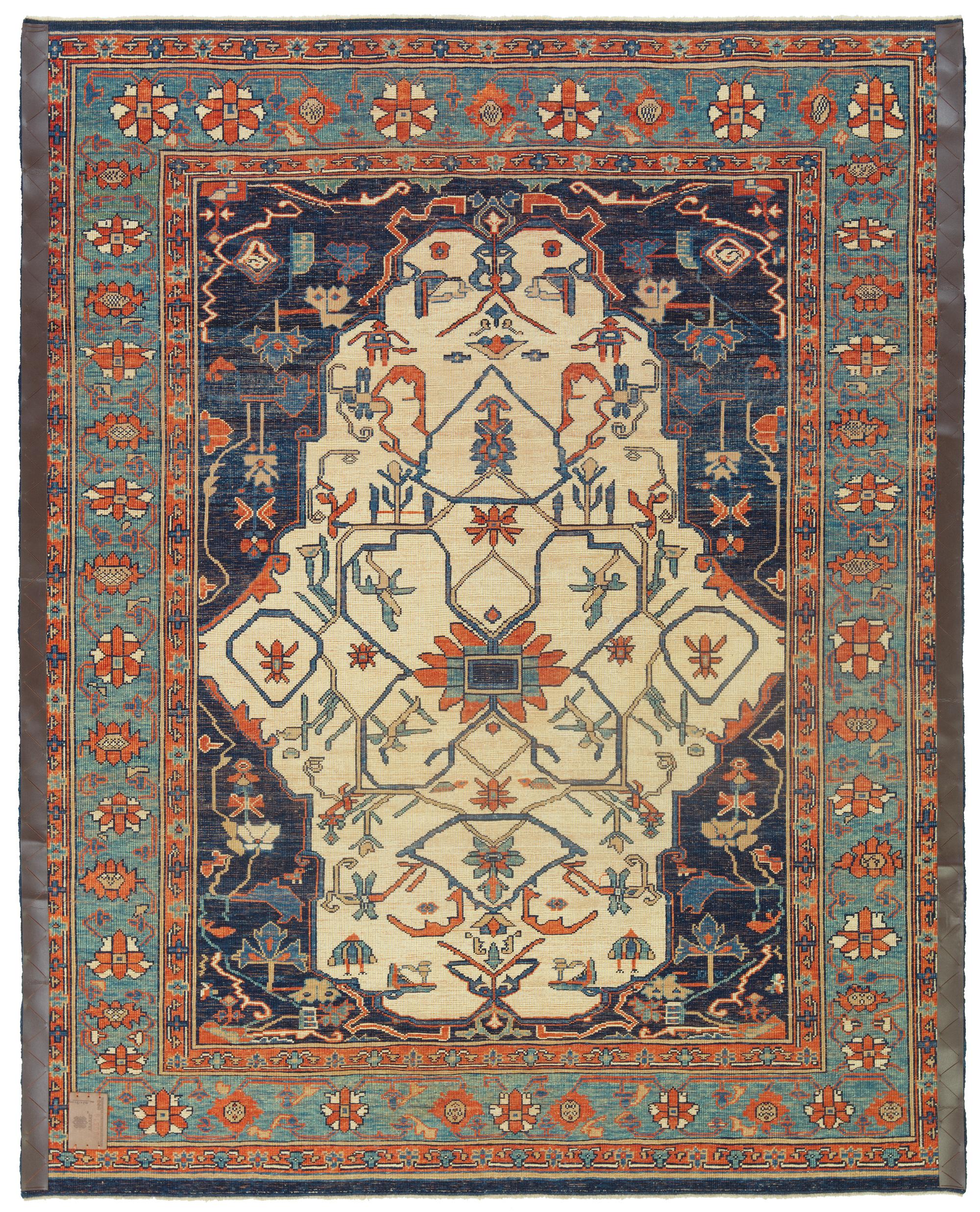 Contemporary Ararat Rugs Heriz White Ground Rug - 19th C. Persian Revival Carpet Natural Dyed For Sale