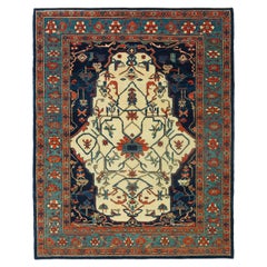 Ararat-Teppich, Blumenreihen, Persisches Revival, Teppich, Naturfarben, 19. Jahrhundert