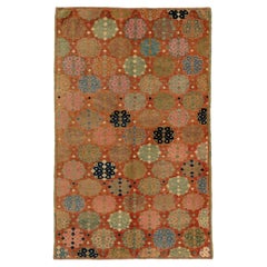 Ararat Rugs Rows of Rosettes Rug, Antique Anatolian Revival Carpet Natural Dyed
