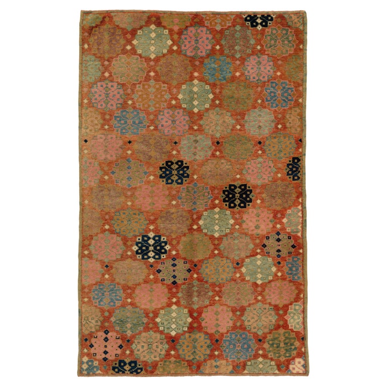 Ararat Rugs Rows of Rosettes Rug, Antique Anatolian Revival Carpet