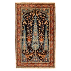 Ararat Rugs Safavid Kirman Prayer Rug Kerman Vase Bird Revival Rug Natural Dyed