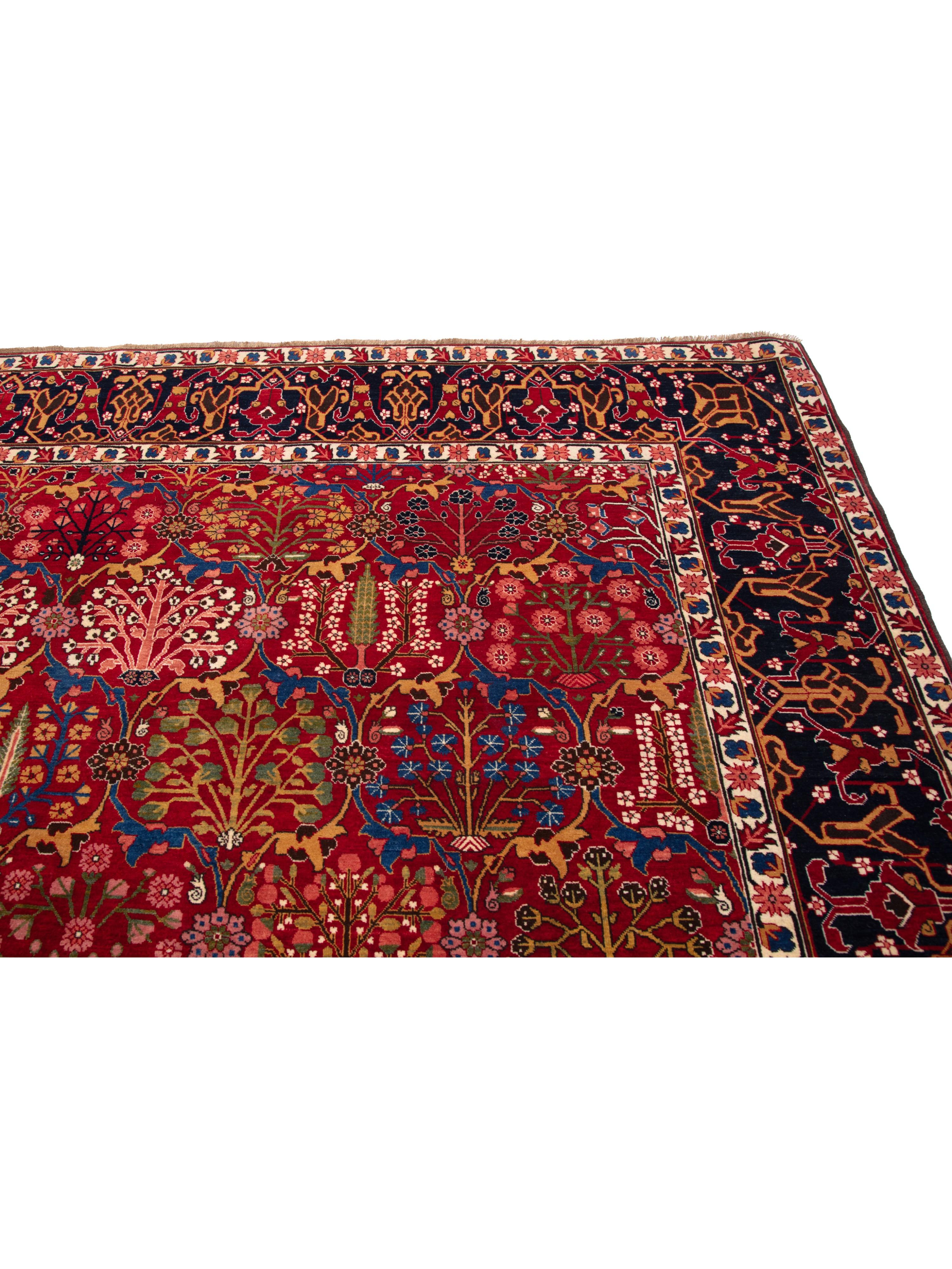 Ararat Rugs Safavid Kirman Vase Technik Teppich Kerman Revival Teppich Natural Dyed (Wolle) im Angebot