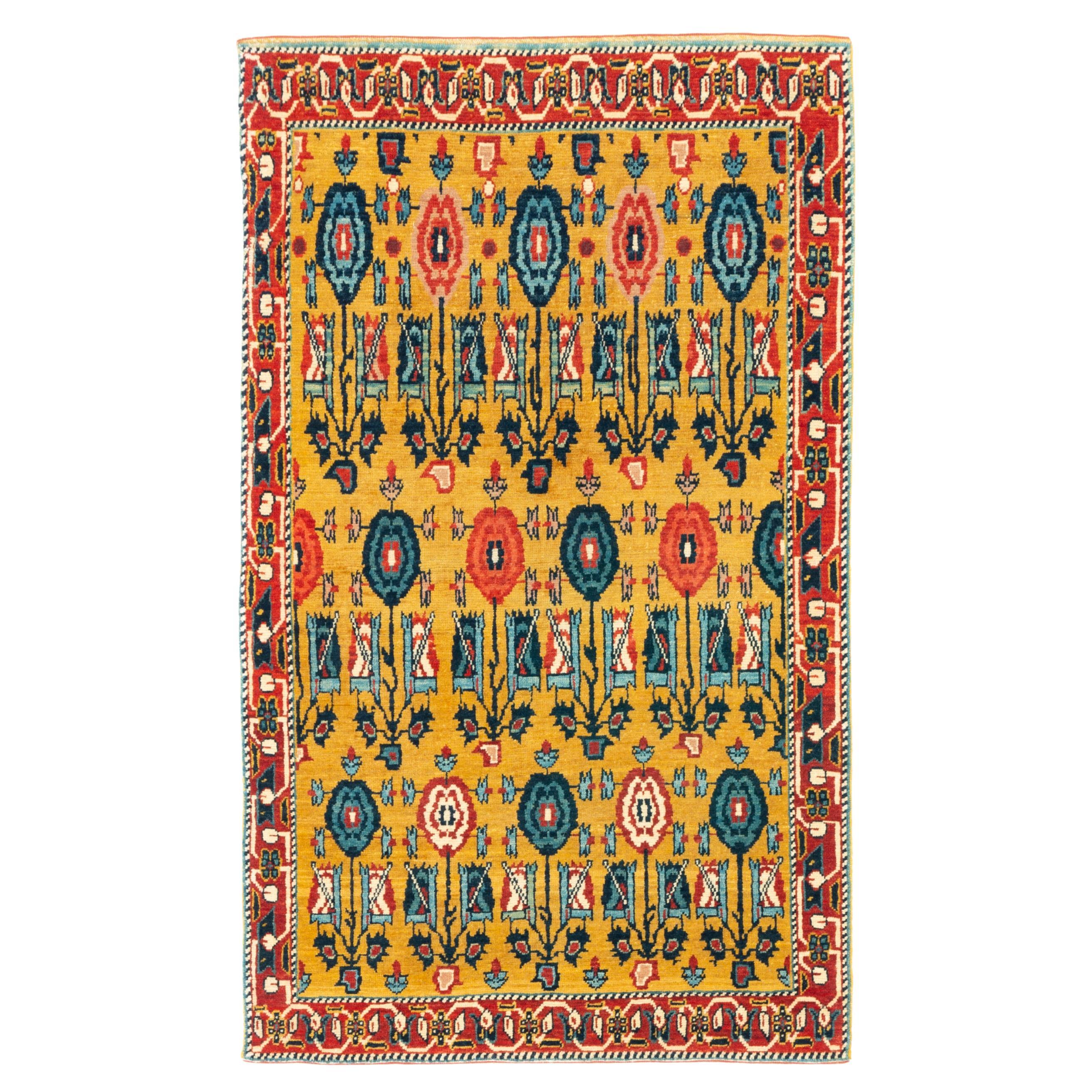 Ararat Rugs Senna Rows of Flowers Rug, 18th Century Revival Carpet Natural Dyed