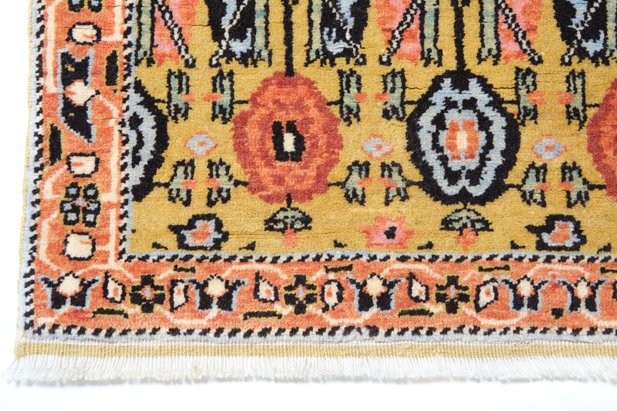 The source of the rug comes from the book Antique Rugs of Kurdistan A Historical Legacy of Woven Art, James D. Burns, 2002 nr.28. This was an exclusive example of offset rows of flowers designed 18th-century rug from Senna, Eastern Kurdistan area.