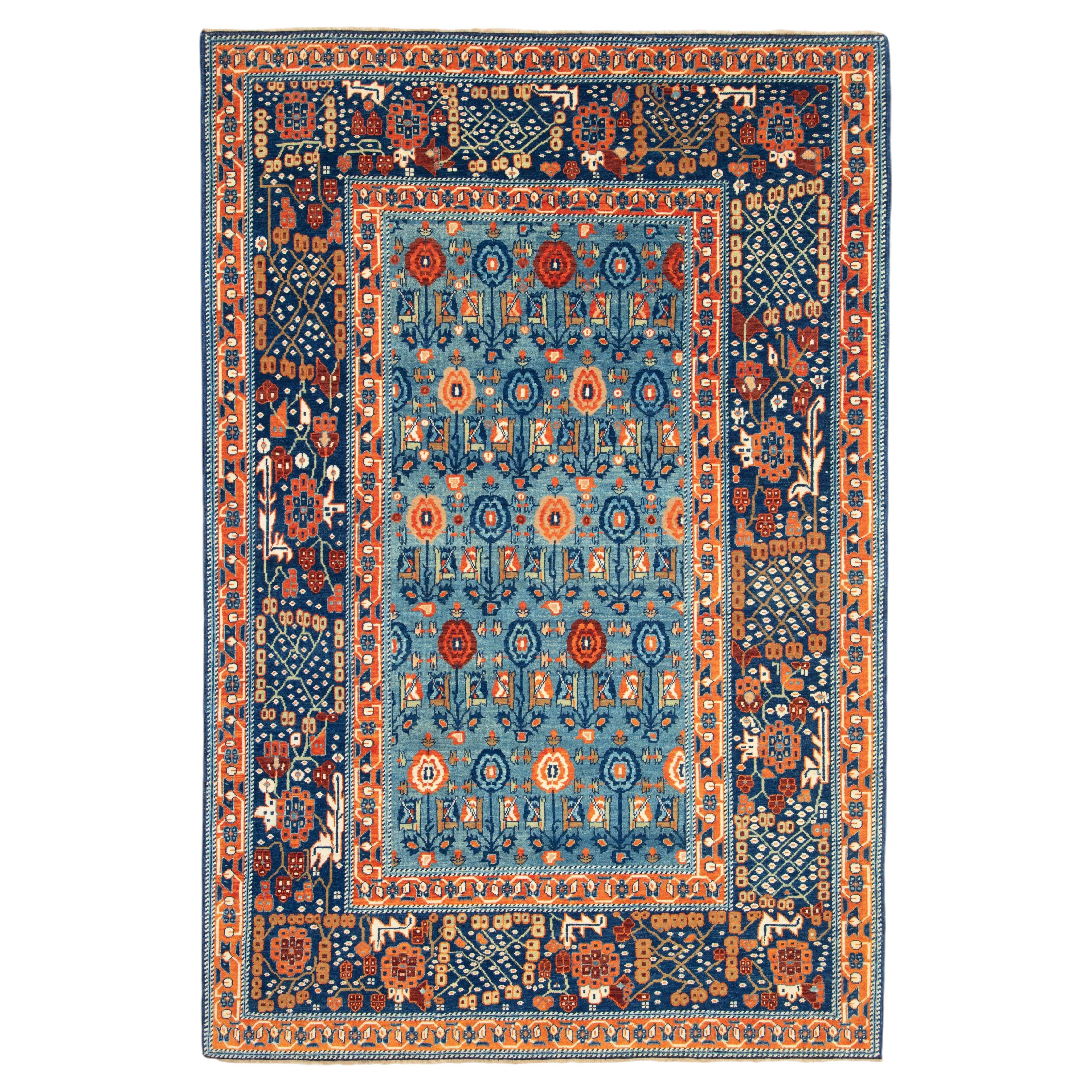 Ararat Rugs Senna Rows of Flowers Rug Gerous Persian Revival Carpet Natural Dyed