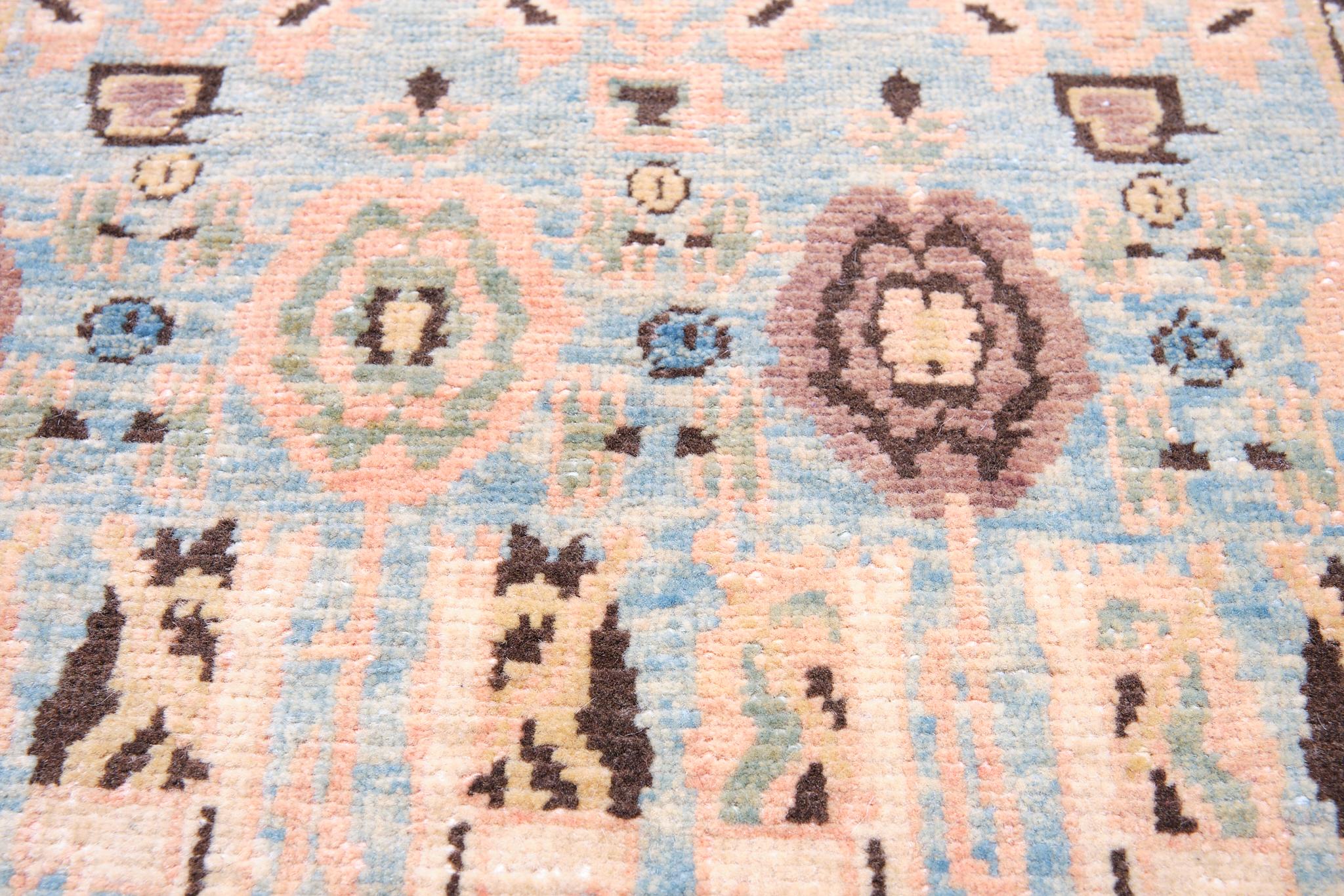 Turkish Ararat Rugs Senna Rows of Flowers Rug Wagireh Revival Carpet Natural Dyed For Sale