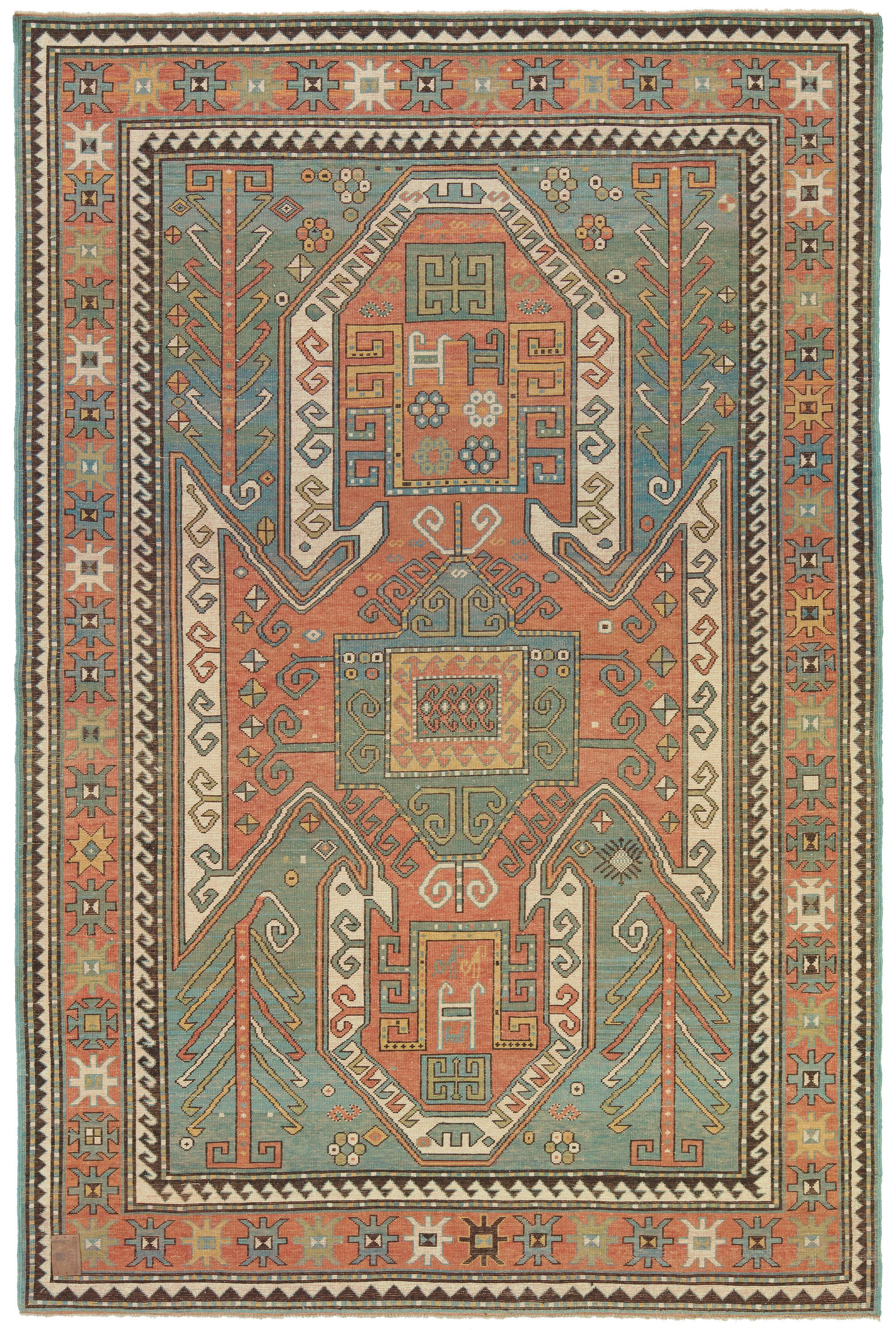 The source of the rug comes from the book Tapis du Caucase – Rugs of the Caucasus, Ian Bennett & Aziz Bassoul, The Nicholas Sursock Museum, Beirut, Lebanon 2003, nr.7 and Oriental Rugs Volume 1 Caucasian, Ian Bennett, Oriental Textile Press,