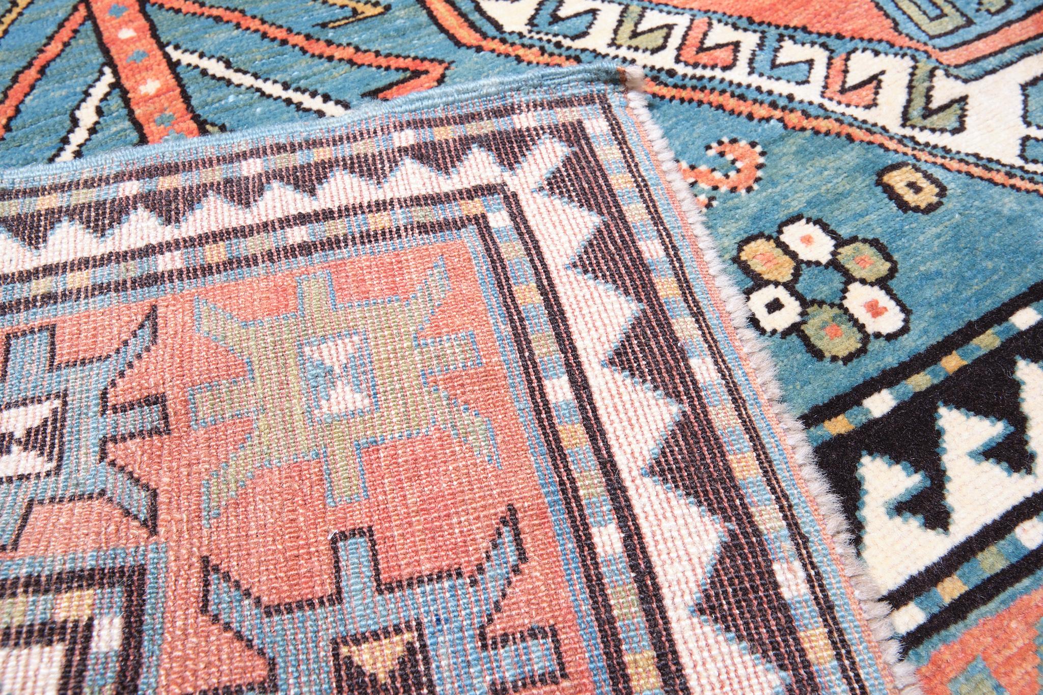 Vegetable Dyed Ararat Rugs Sewan Kazak Rug, 19th Century Caucasian Revival Carpet Natural Dyed For Sale