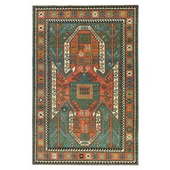 Ararat Rugs Sewan Kazak Rug, 19th Century Caucasian Revival Carpet Natural Dyed