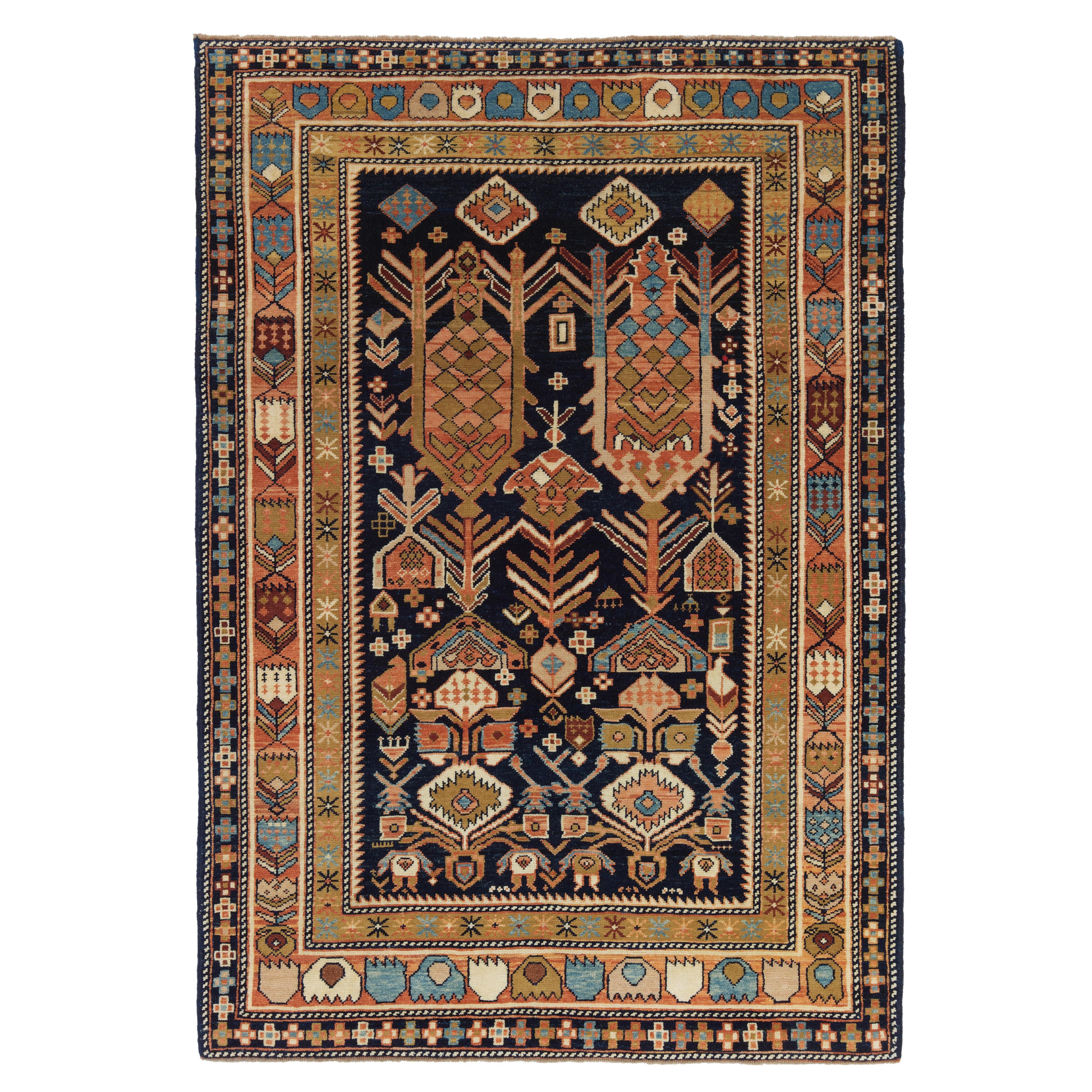 Ararat-Teppich Shirvan-Teppich - 19. Jahrhundert Antiker kaukasischer Revival-Teppich mit Naturfarben