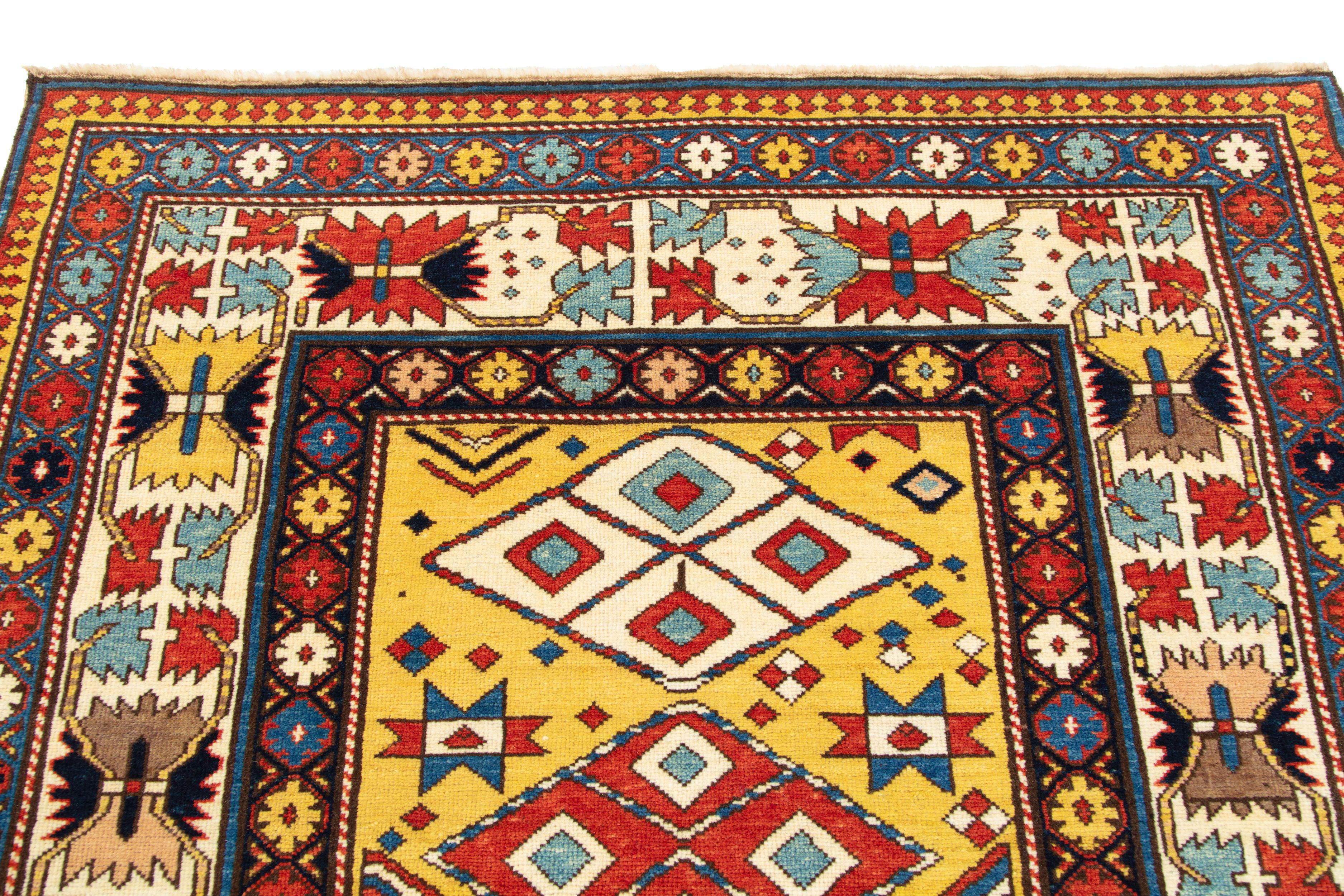 Discover the exquisite craftsmanship of this handwoven Shirvan rug from Eastern Turkiye. Featuring intricate geometric patterns and vibrant natural dyes, this rug is a stunning example of traditional artistry.

This rug boasts a harmonious blend of