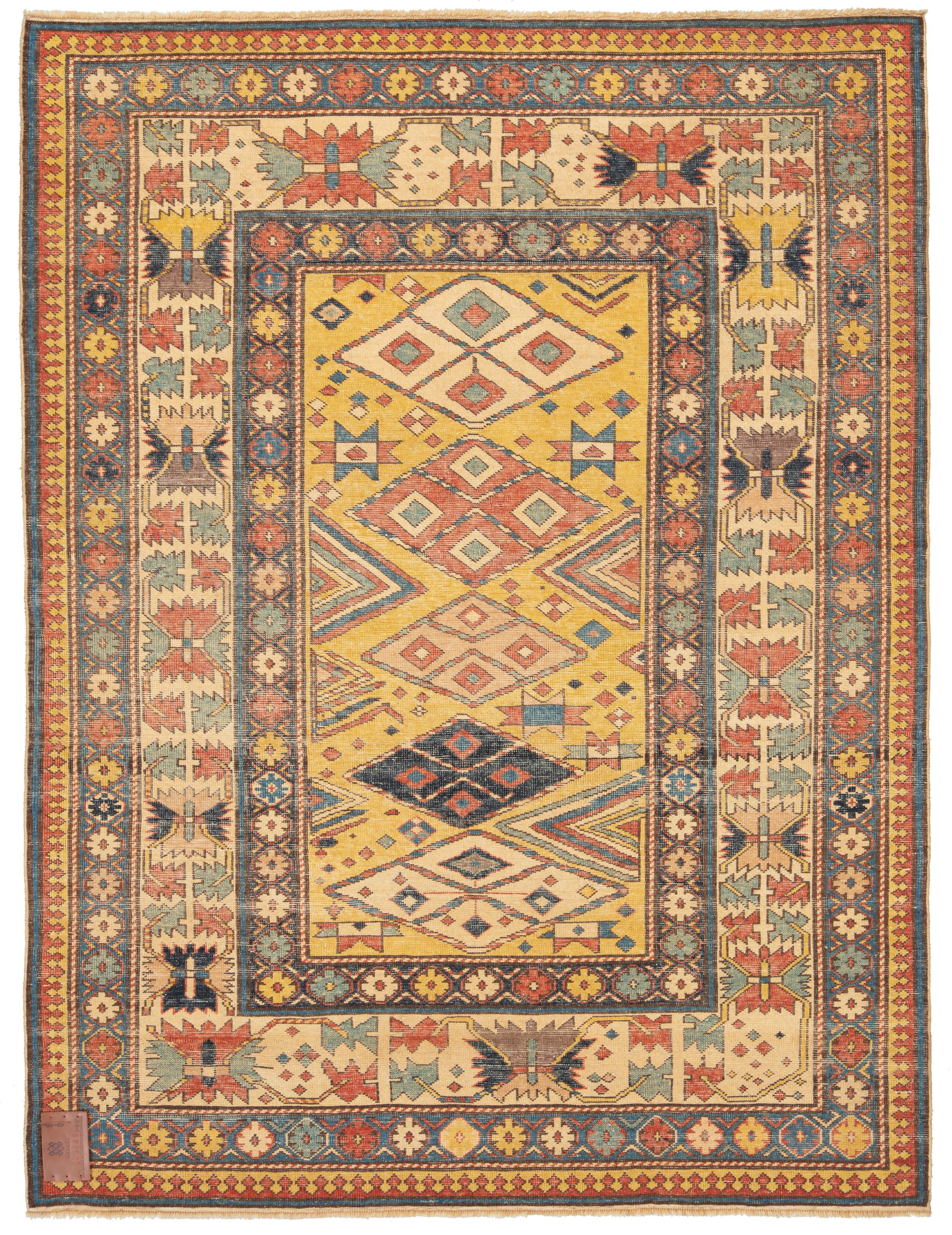 Ararat Rugs Shirvan Rug with Geometric Patterns Antique Caucasian Revival Carpet In New Condition For Sale In Tokyo, JP