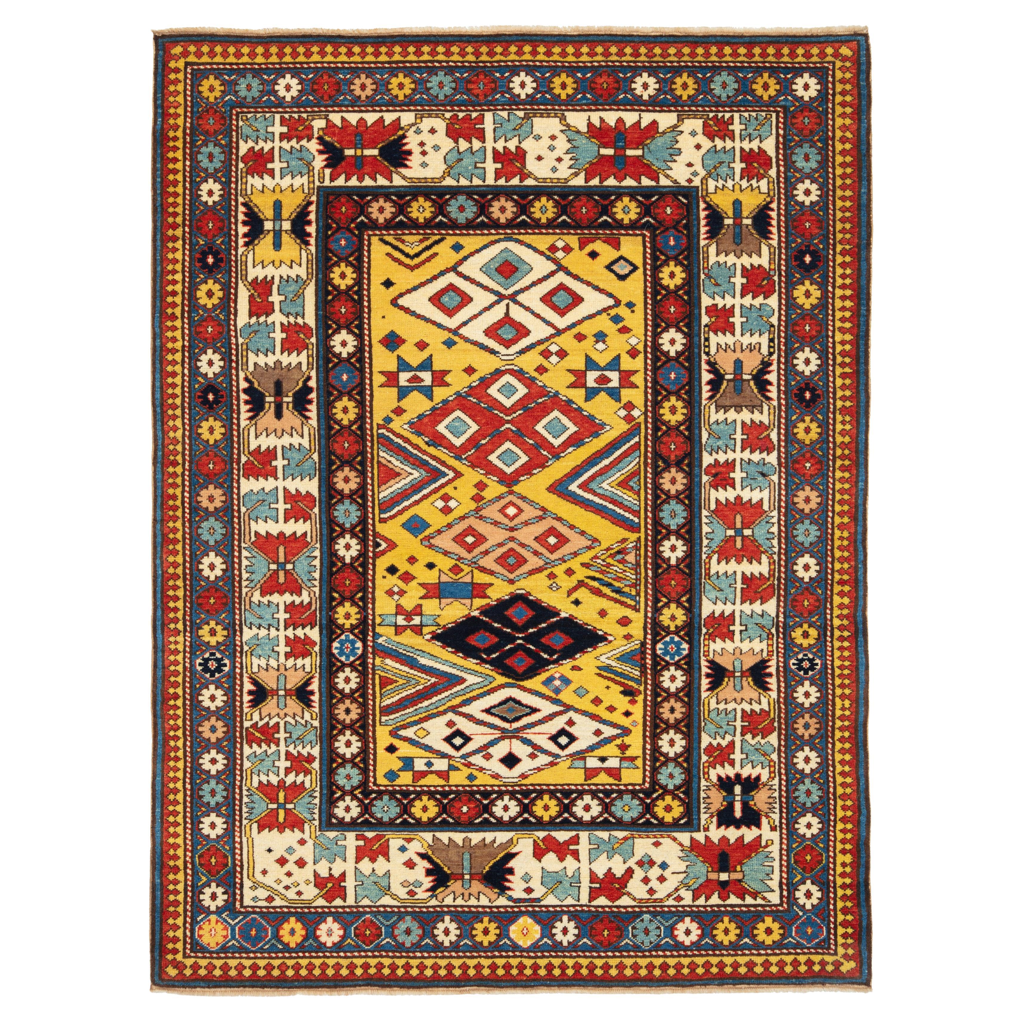 Ararat Rugs Shirvan Rug with Geometric Patterns Antique Caucasian Revival Carpet