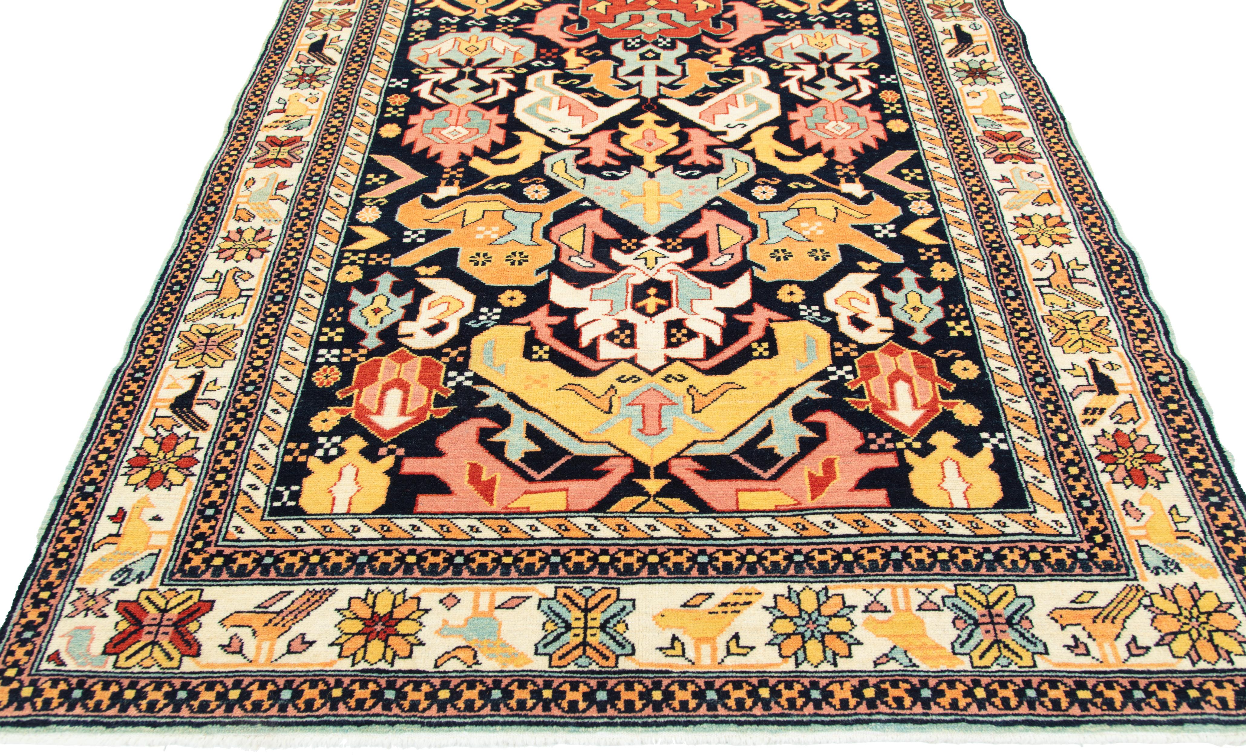 Turkish Ararat Rugs Shirvan Rug with Soft Colors Kazak Antique Caucasian Revival Carpet For Sale