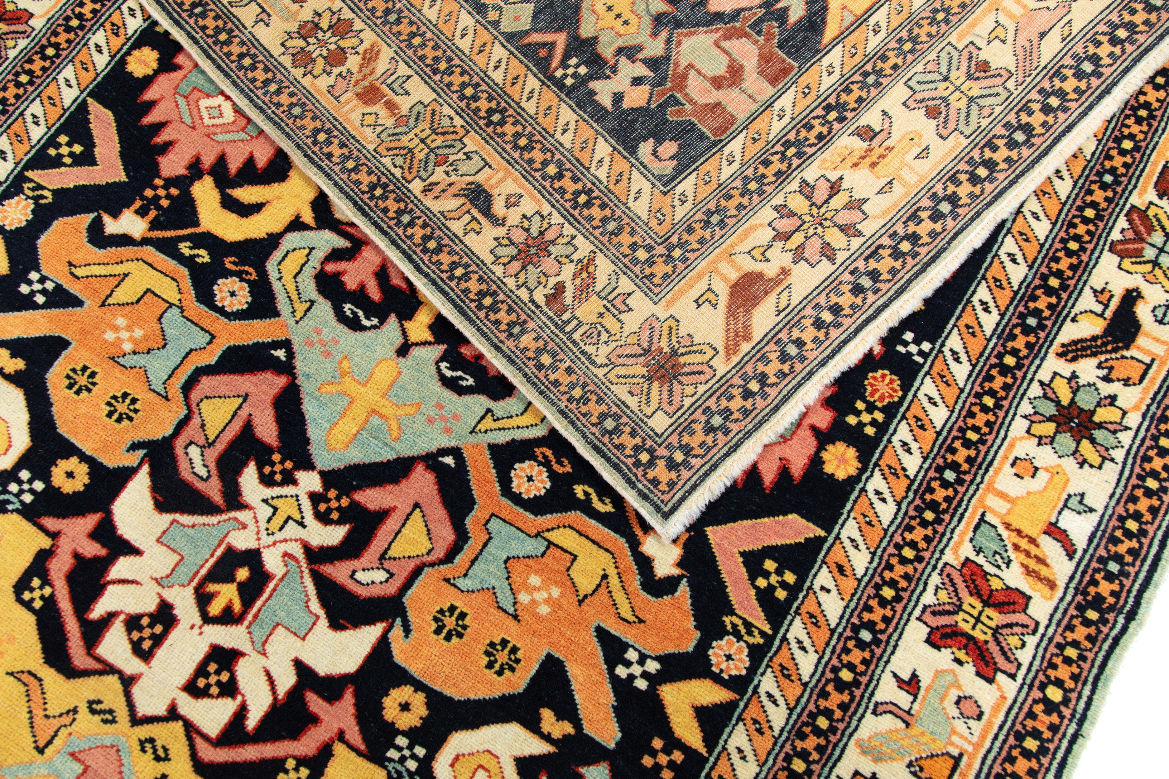 Vegetable Dyed Ararat Rugs Shirvan Rug with Soft Colors Kazak Antique Caucasian Revival Carpet For Sale