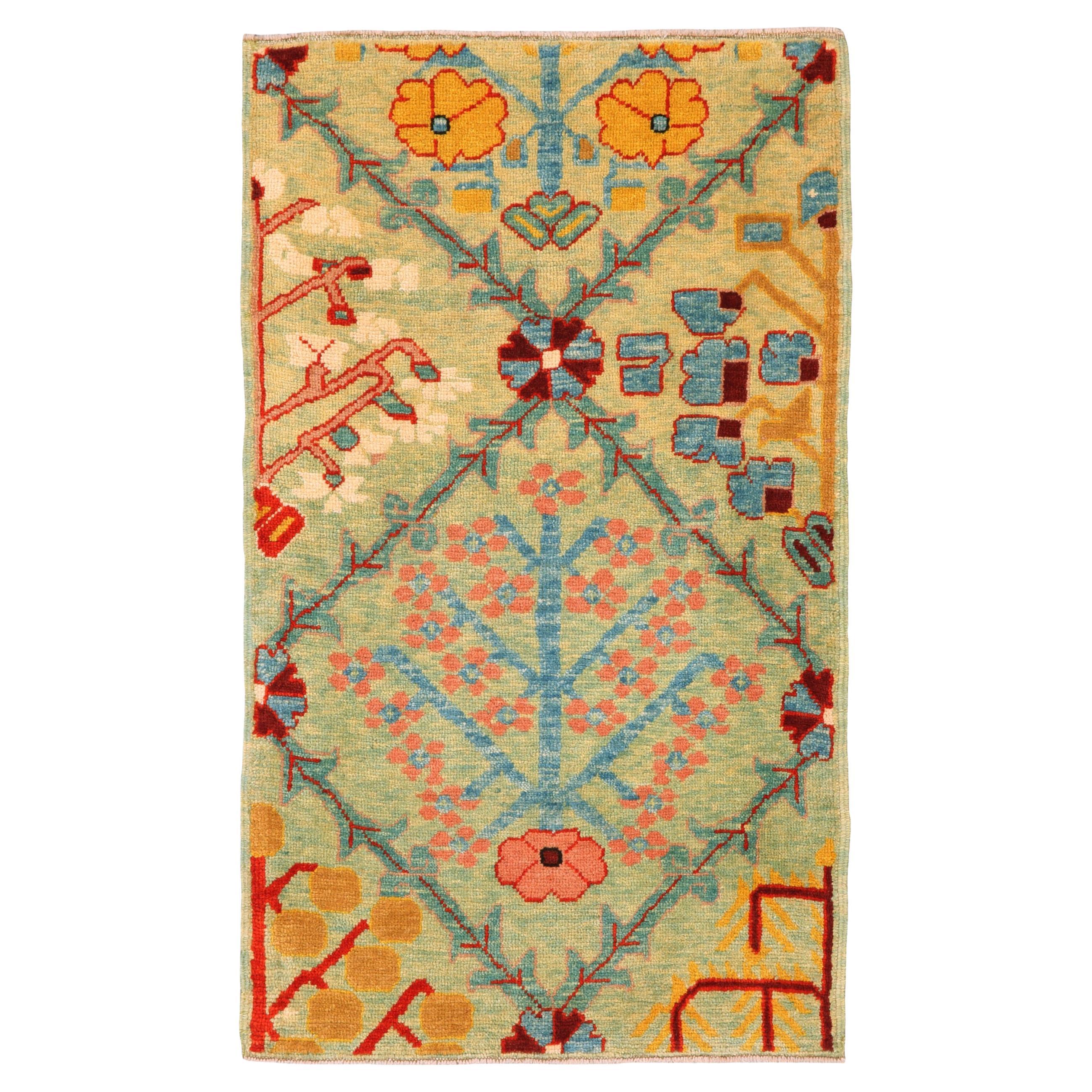 Ararat Rugs Shrubs in Lattice Rug Kurdish Persian Revival Carpet Natural Dyed For Sale