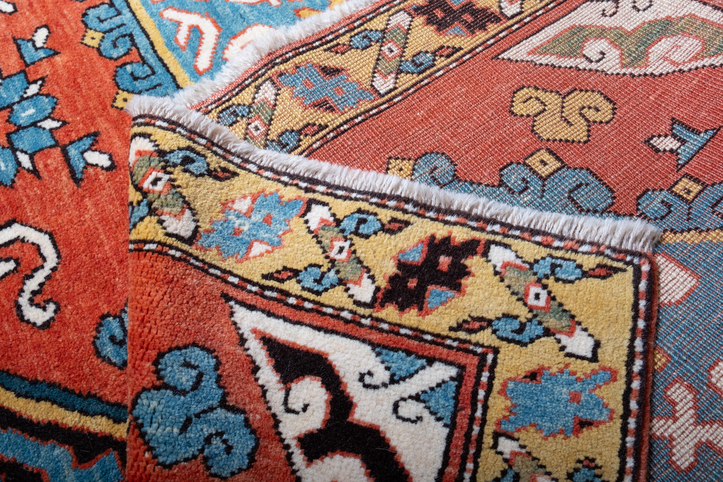 Ararat Teppich Star and Octagon Medaillon Teppich Anatolian Revival Teppich natürlich gefärbt (Pflanzlich gefärbt) im Angebot