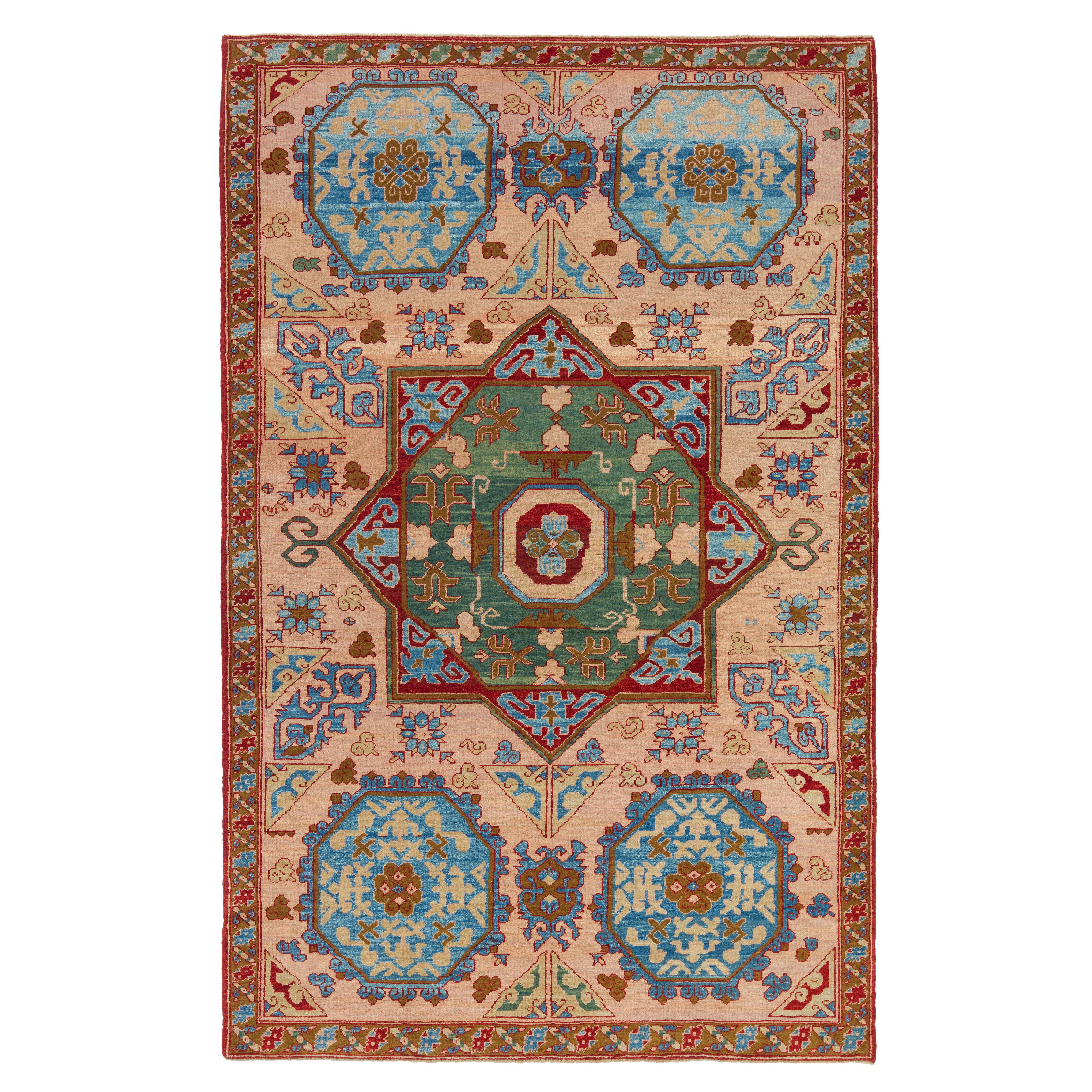 Ararat Rugs Star and Octagon Medallion Carpet Anatolian Revival Rug Natural Dyed For Sale