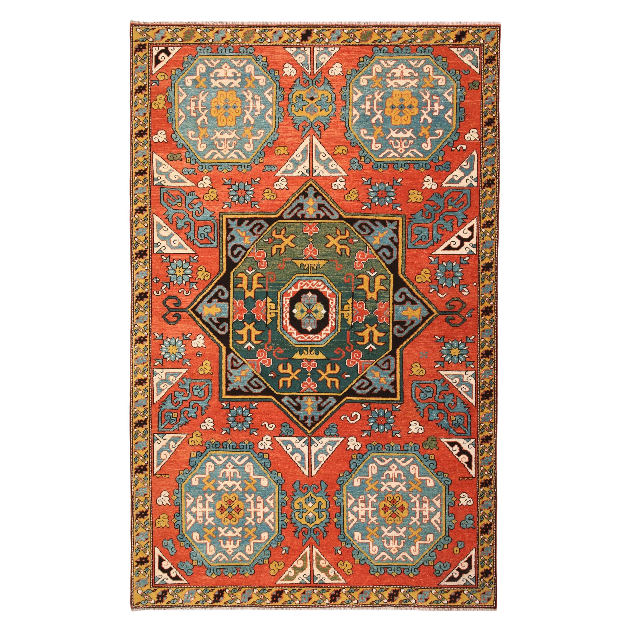 Ararat Rugs Star and Octagon Medallion Carpet Anatolian Revival Rug Natural Dyed For Sale