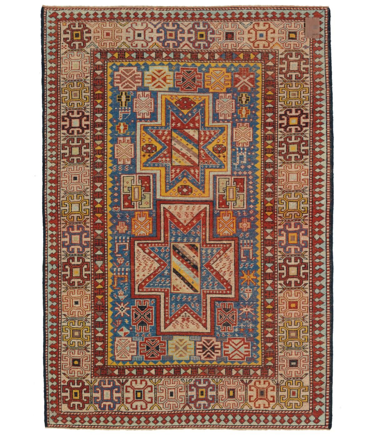 Hand-Knotted Ararat Rugs Star Medallion Shirvan Rug Caucasian Revival Carpet, Natural Dyed For Sale