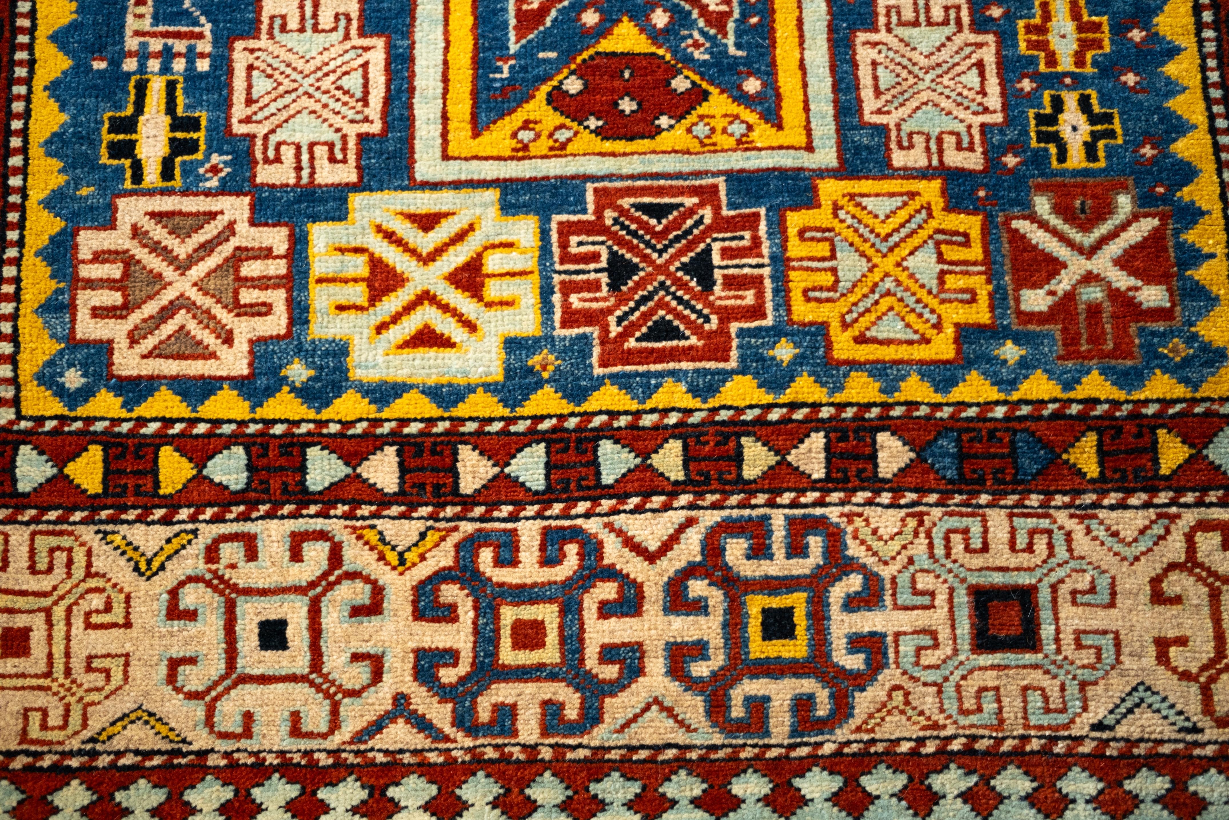 Ararat Rugs Star Medallion Shirvan Rug Caucasian Revival Carpet, Natural Dyed For Sale 1