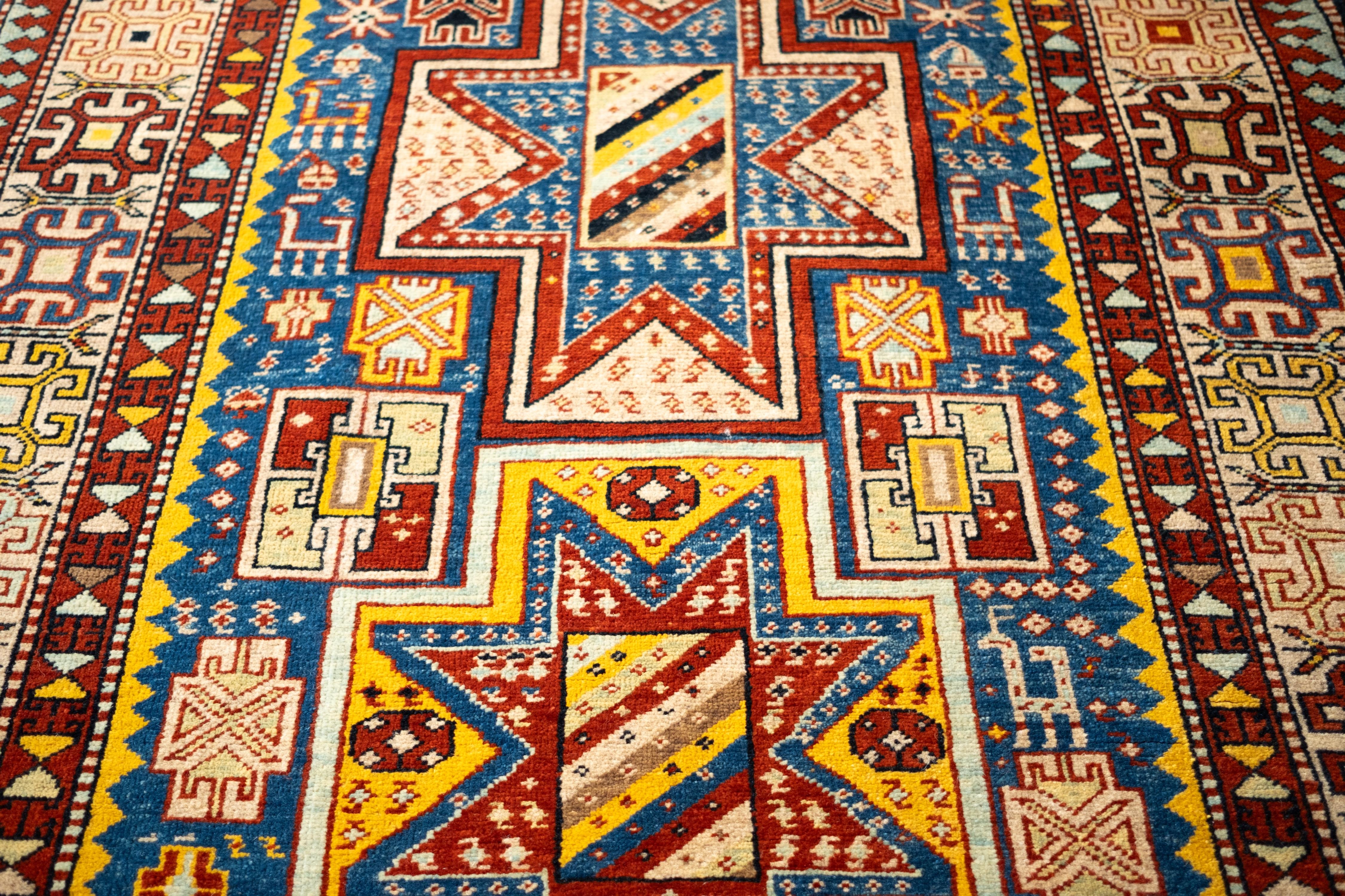 Ararat Rugs Star Medallion Shirvan Rug Caucasian Revival Carpet, Natural Dyed For Sale 2