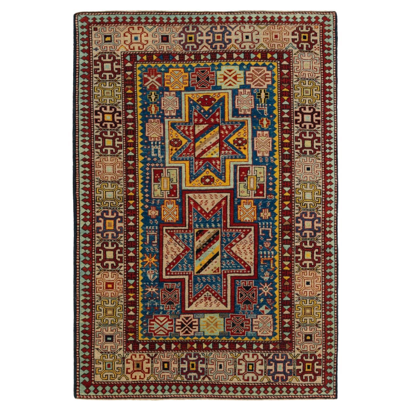 Ararat Rugs Star Medallion Shirvan Rug Caucasian Revival Carpet, Natural Dyed For Sale