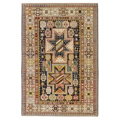 Ararat Rugs Star Medallion Shirvan Rug Caucasian Revival Carpet, Natural Dyed