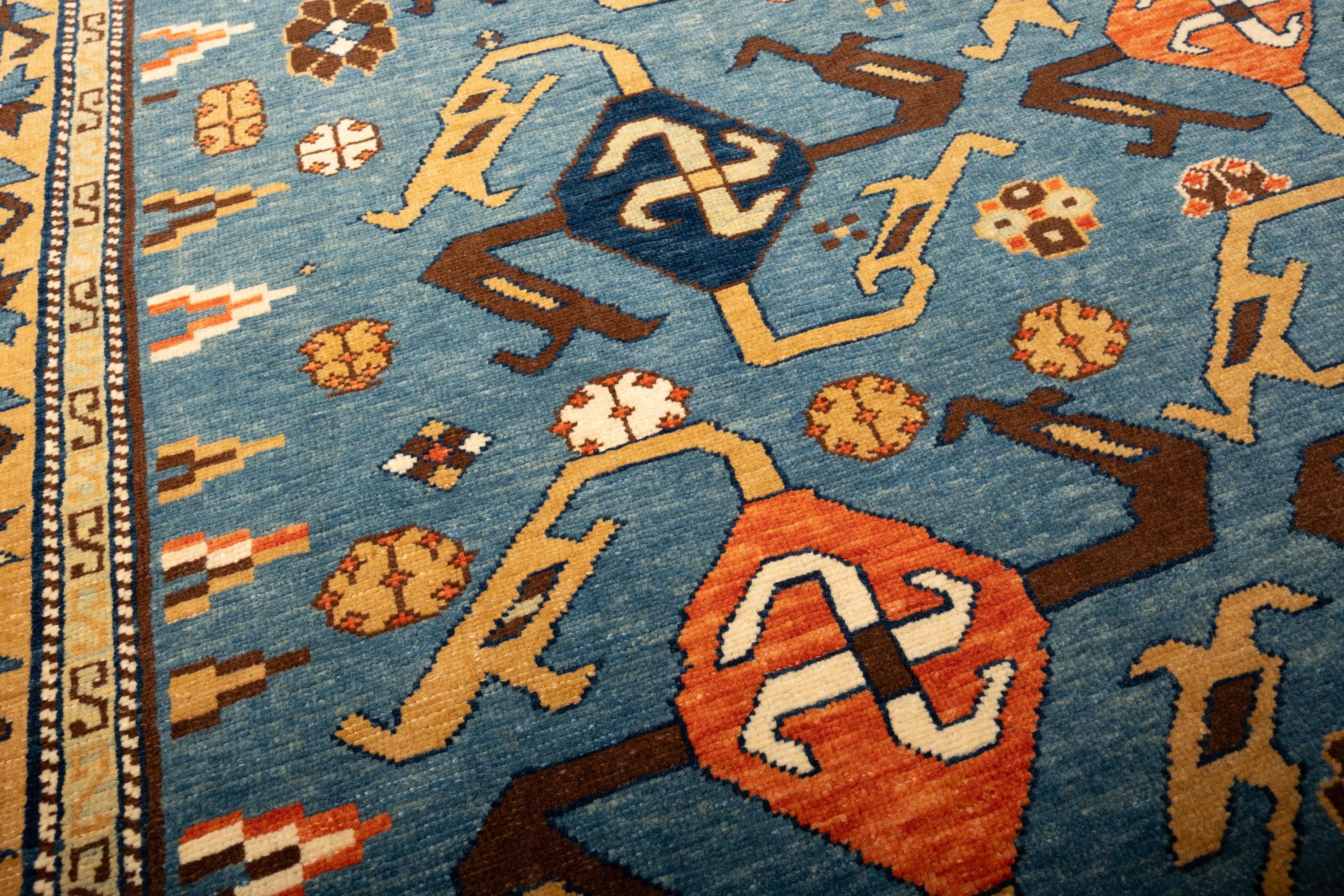 Turco Tappeto Ararat Rugs Swastika Design, Tappeto antico Caucasus Revival, tinto naturale in vendita
