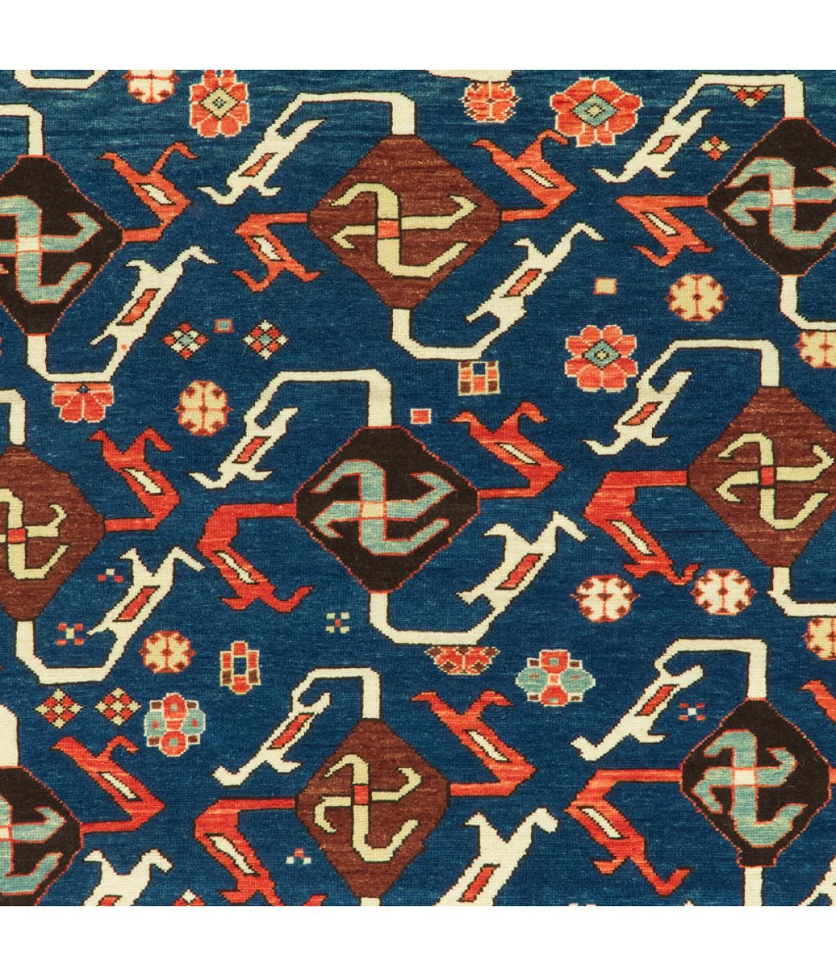 Turkish Ararat Rugs Swastika Design Rug, Antique Caucasus Revival Carpet, Natural Dyed For Sale