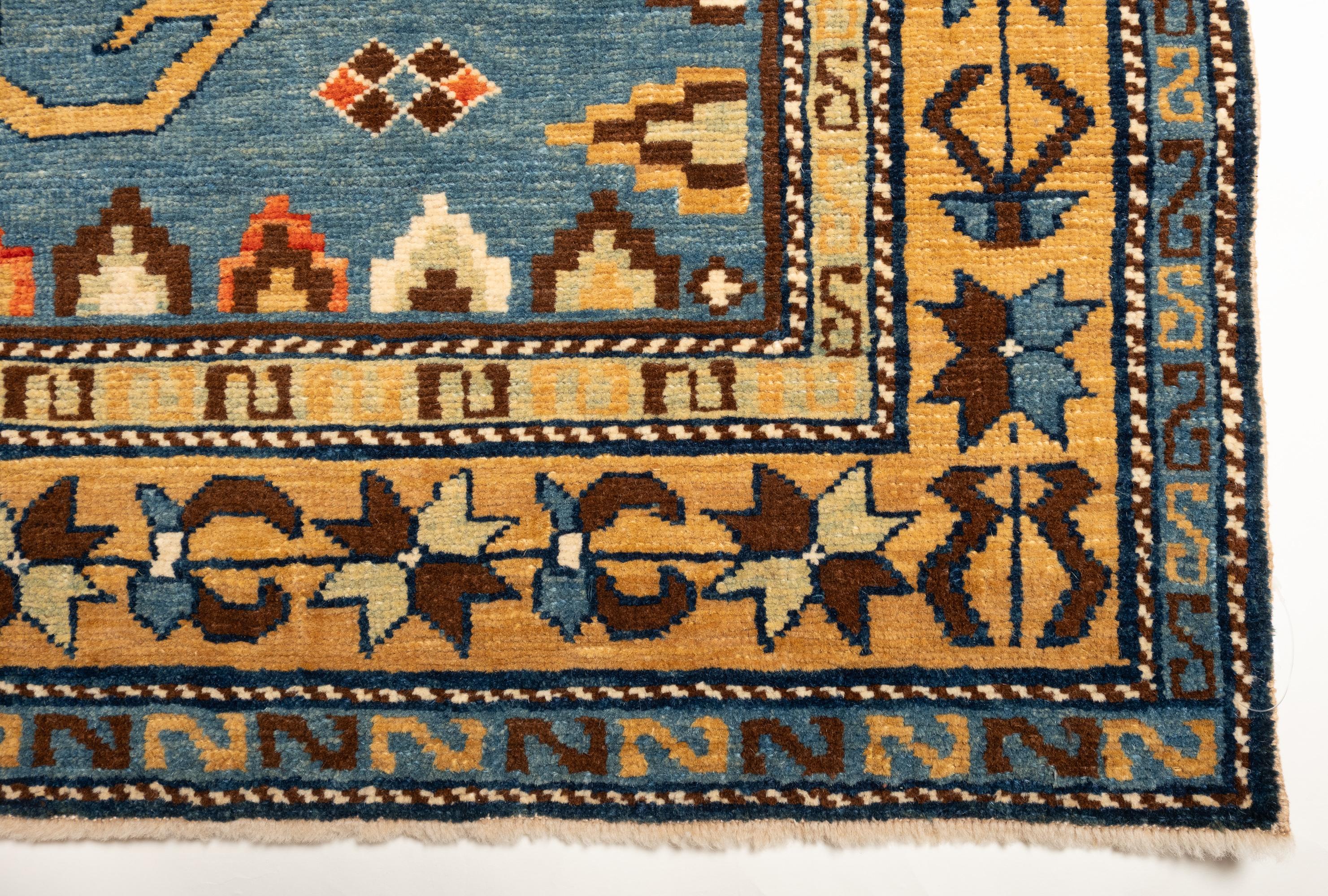 Vegetable Dyed Ararat Rugs Swastika Design Rug, Antique Caucasus Revival Carpet, Natural Dyed For Sale