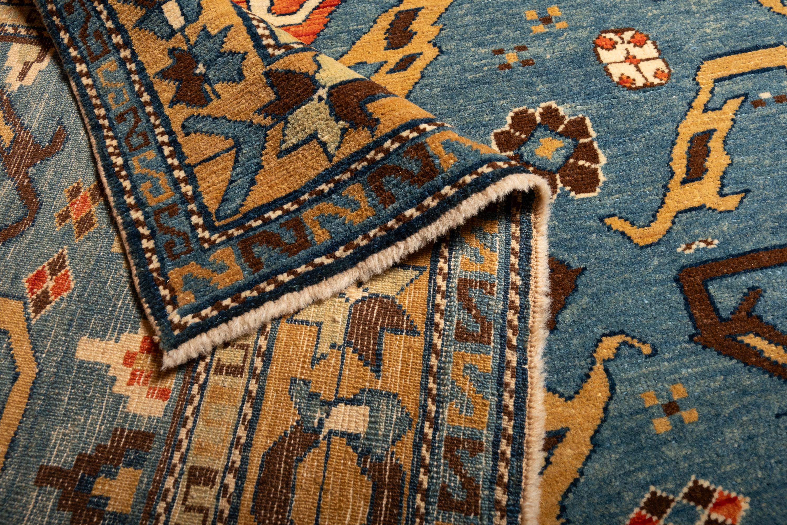 Wool Ararat Rugs Swastika Design Rug, Antique Caucasus Revival Carpet, Natural Dyed For Sale