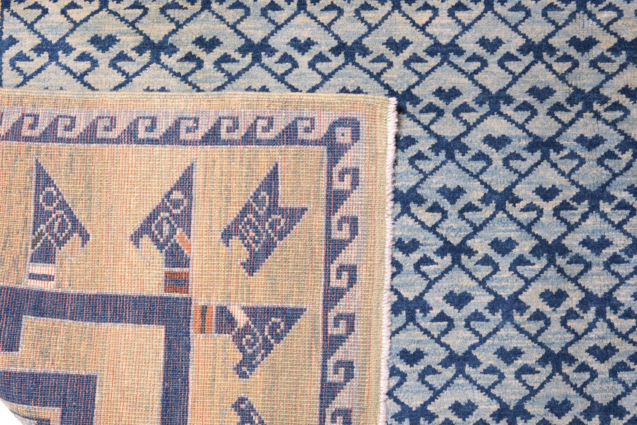 Revival Ararat Rugs the Alaeddin Mosque Diamond Lattice Carpet Seljuk Rug, Natural Dyed For Sale