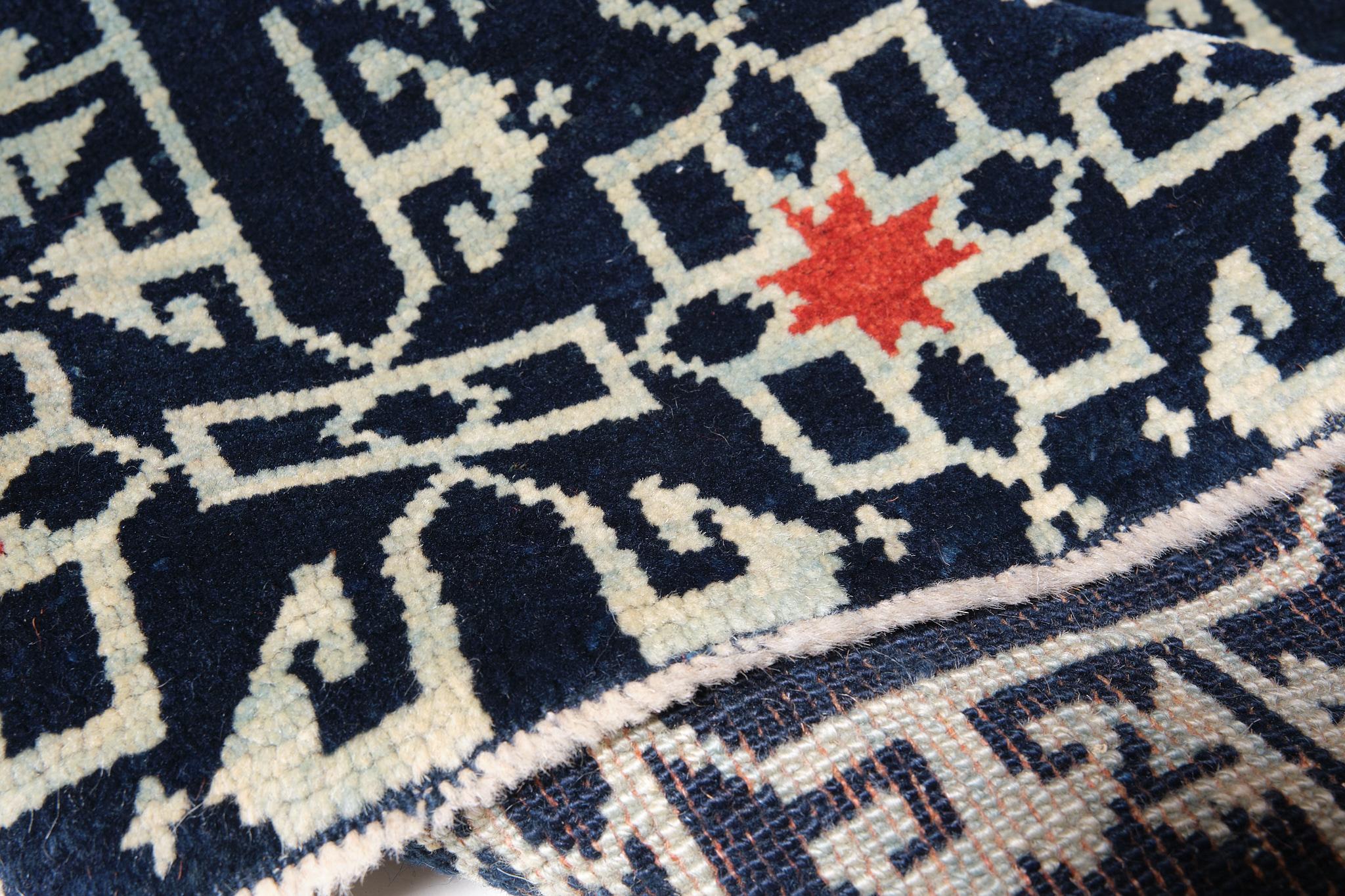 Revival Ararat Rugs the Alaeddin Mosque Flowers and Stars Lattice Carpet Natural Dye Rug For Sale