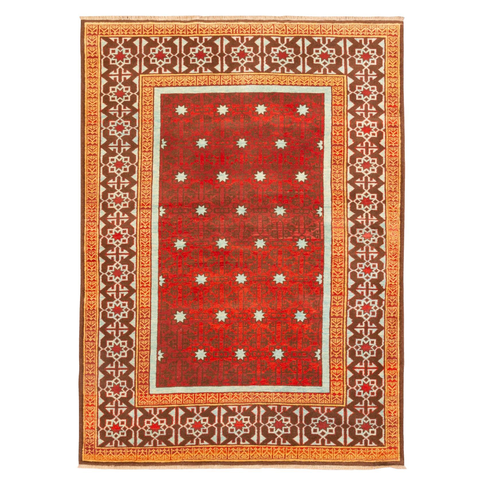 Ararat Rugs the Alaeddin Mosque Flowers and Stars Lattice Carpet, Natural Dyed For Sale