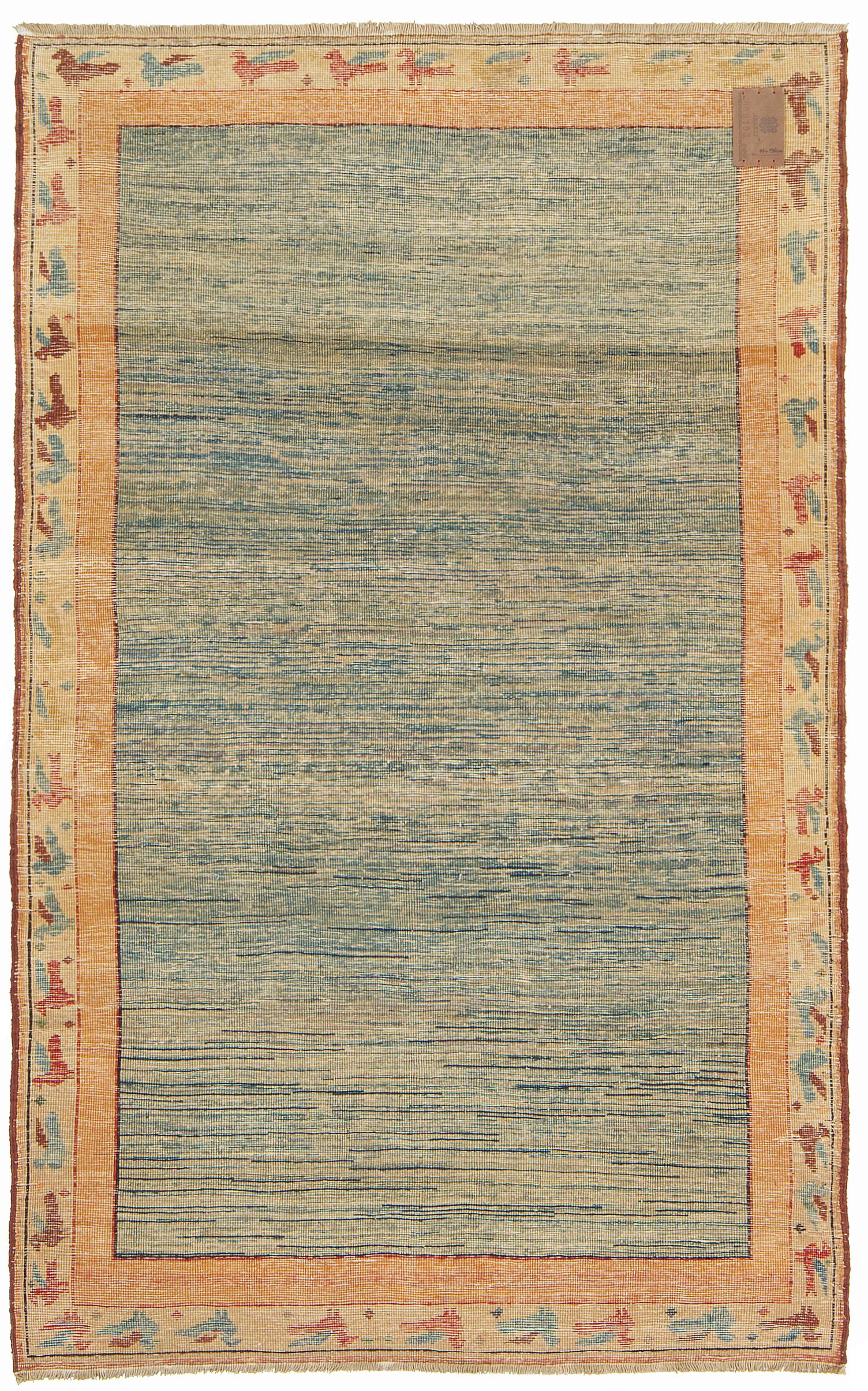 This unique design rug is interpreted by our designers with a mixture of Ararat Rugs’ soft blue tone natural dyed hand-spun yarns. This modern rug is reminiscent of a scene in impressionist river paintings, framed with colorful birds.

Color