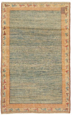 Ararat Rugs The Blue Color Rug, Tappeto fluviale impressionista moderno tinto in natura