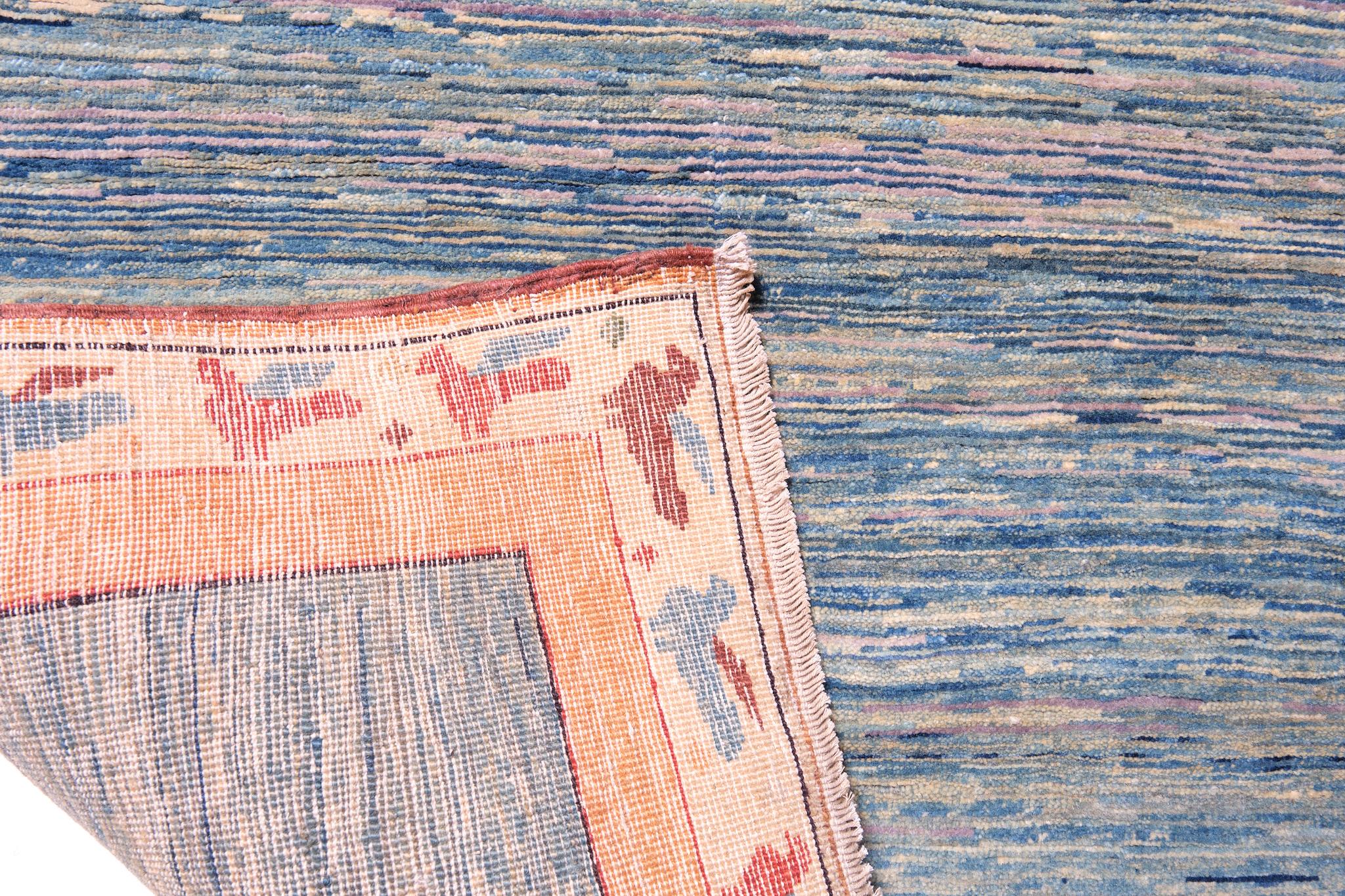 Turkish Ararat Rugs The Blue Color Rug, Modern Impressionist River Carpet Natural Dyed For Sale