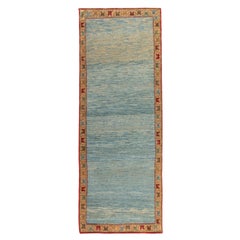 Ararat Rugs the Blue Color Rug, Modern Impressionist River Carpet Natural Dyed