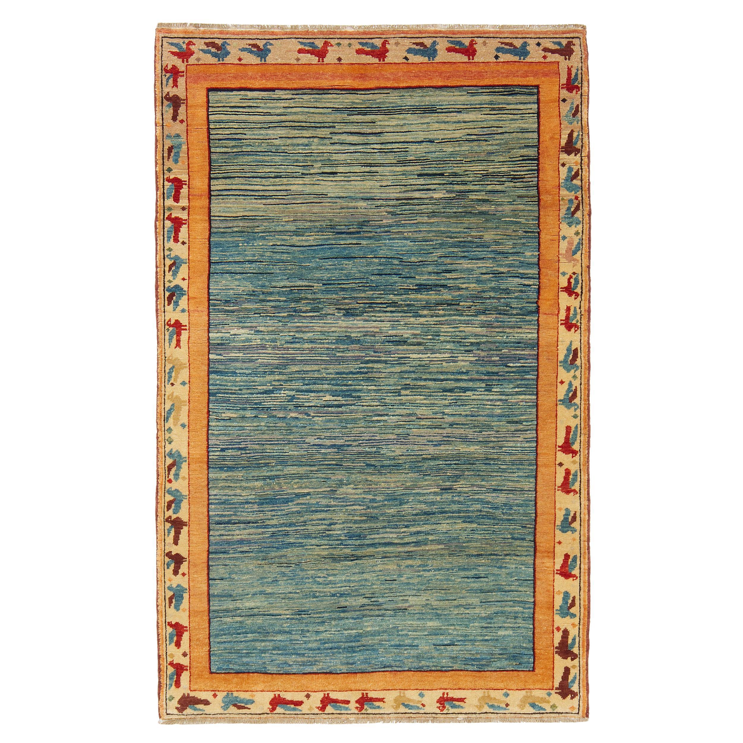 Ararat Rugs The Blue Color Rug, Modern Impressionist River Carpet Natural Dyed For Sale