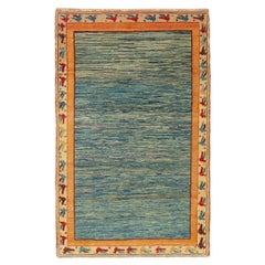 Ararat Rugs The Blue Color Rug, Modern Impressionist River Carpet Natural Dyed