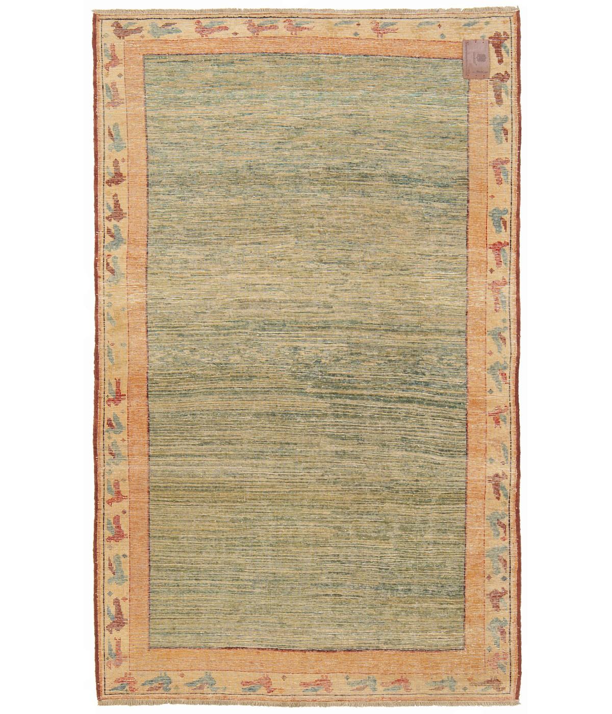 This unique design rug is interpreted by our designers with a mixture of Ararat Rugs’ soft green tone natural dyed hand-spun yarns. This modern rug is reminiscent of a scene in impressionist river paintings, framed with colorful birds.

Color